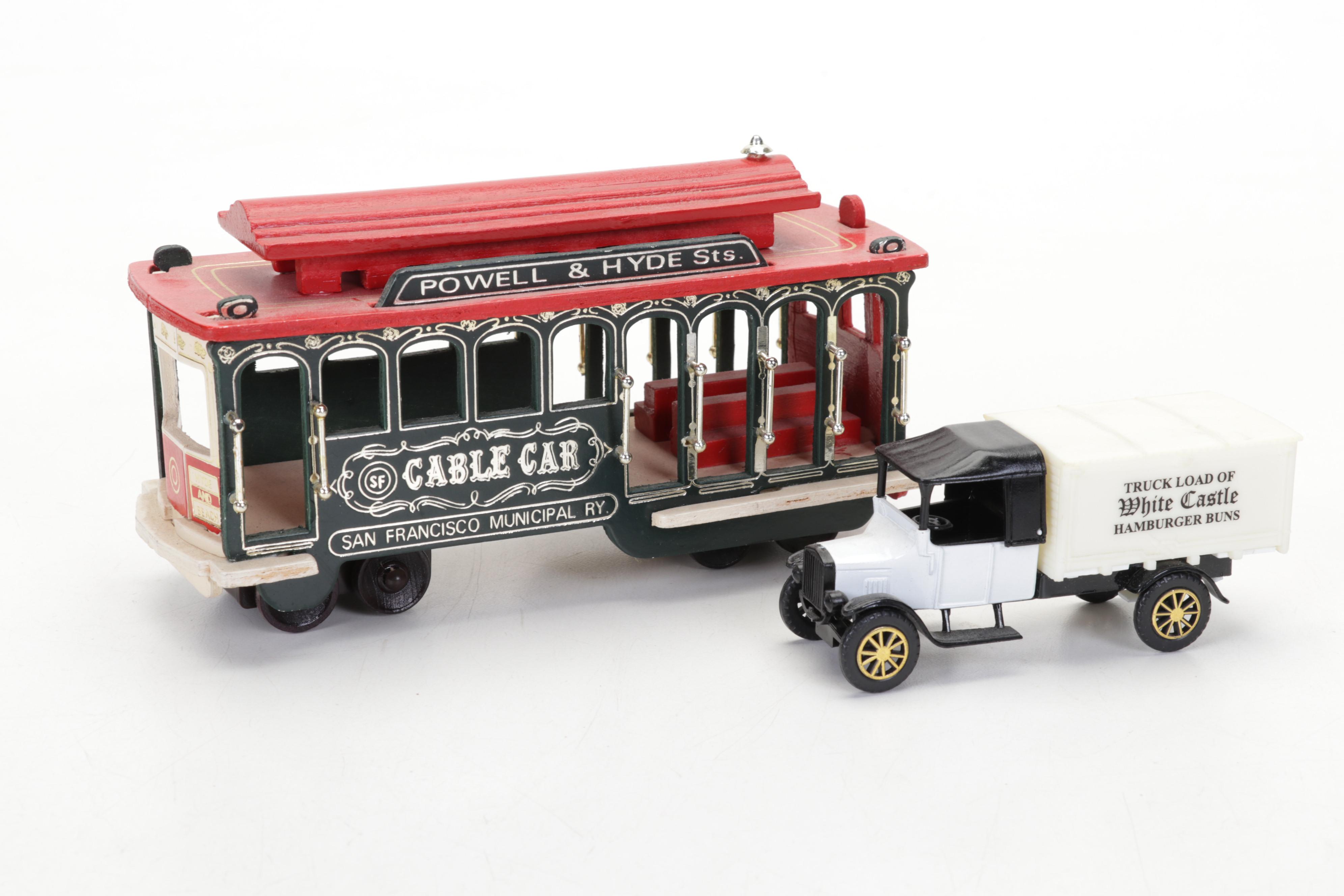Reproduction Cast Iron Beer Wagon, Ertl Truck Banks, Greyhound Bank, and More