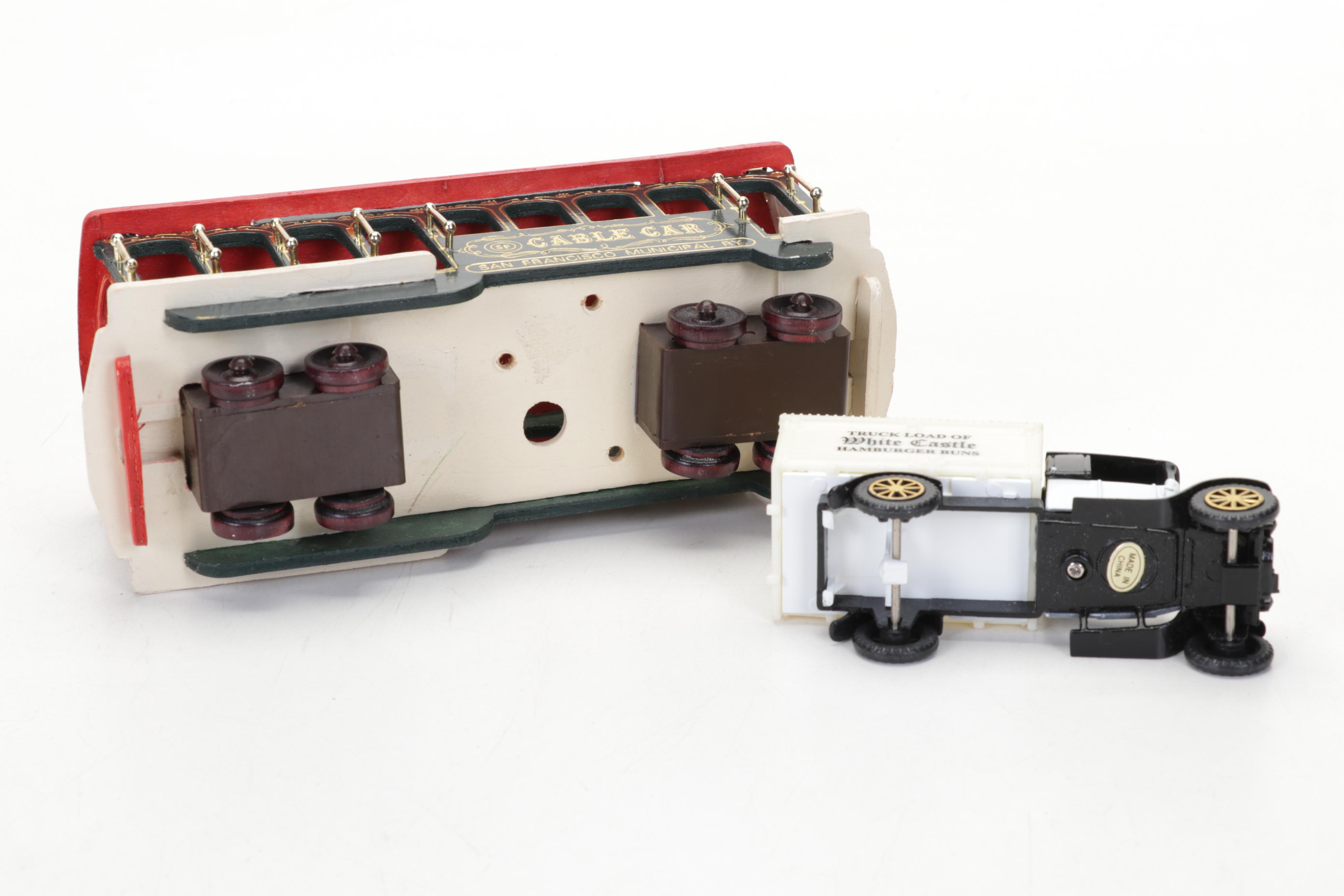 Reproduction Cast Iron Beer Wagon, Ertl Truck Banks, Greyhound Bank, and More