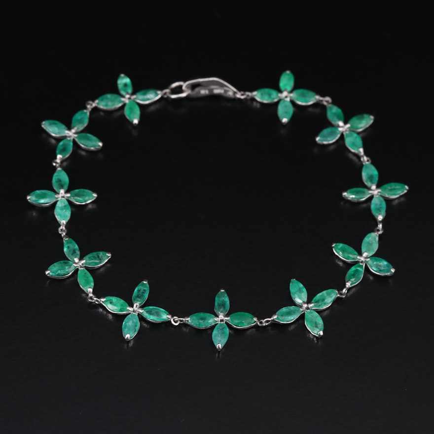 Platinum Emerald Floral Bracelet