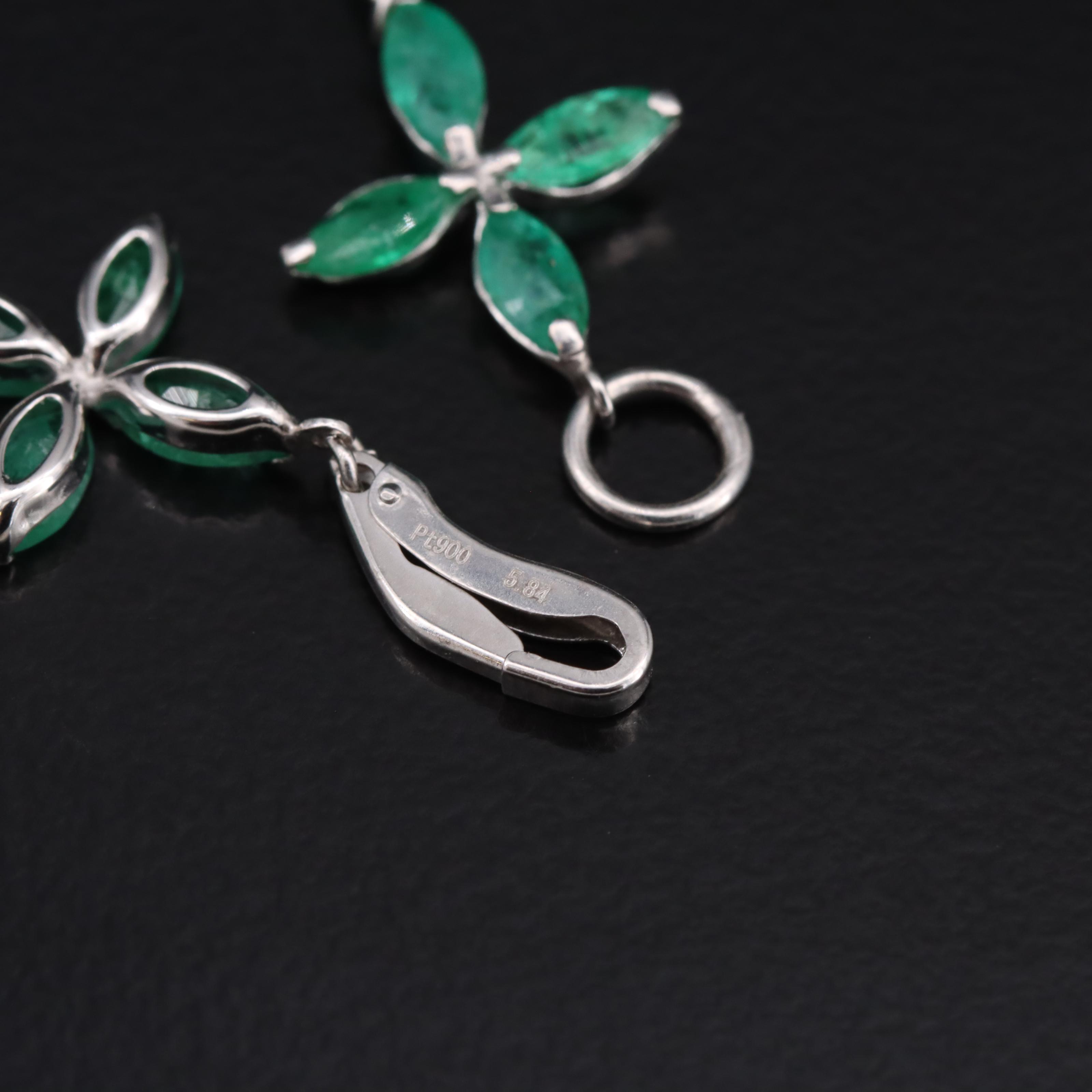 Platinum Emerald Floral Bracelet
