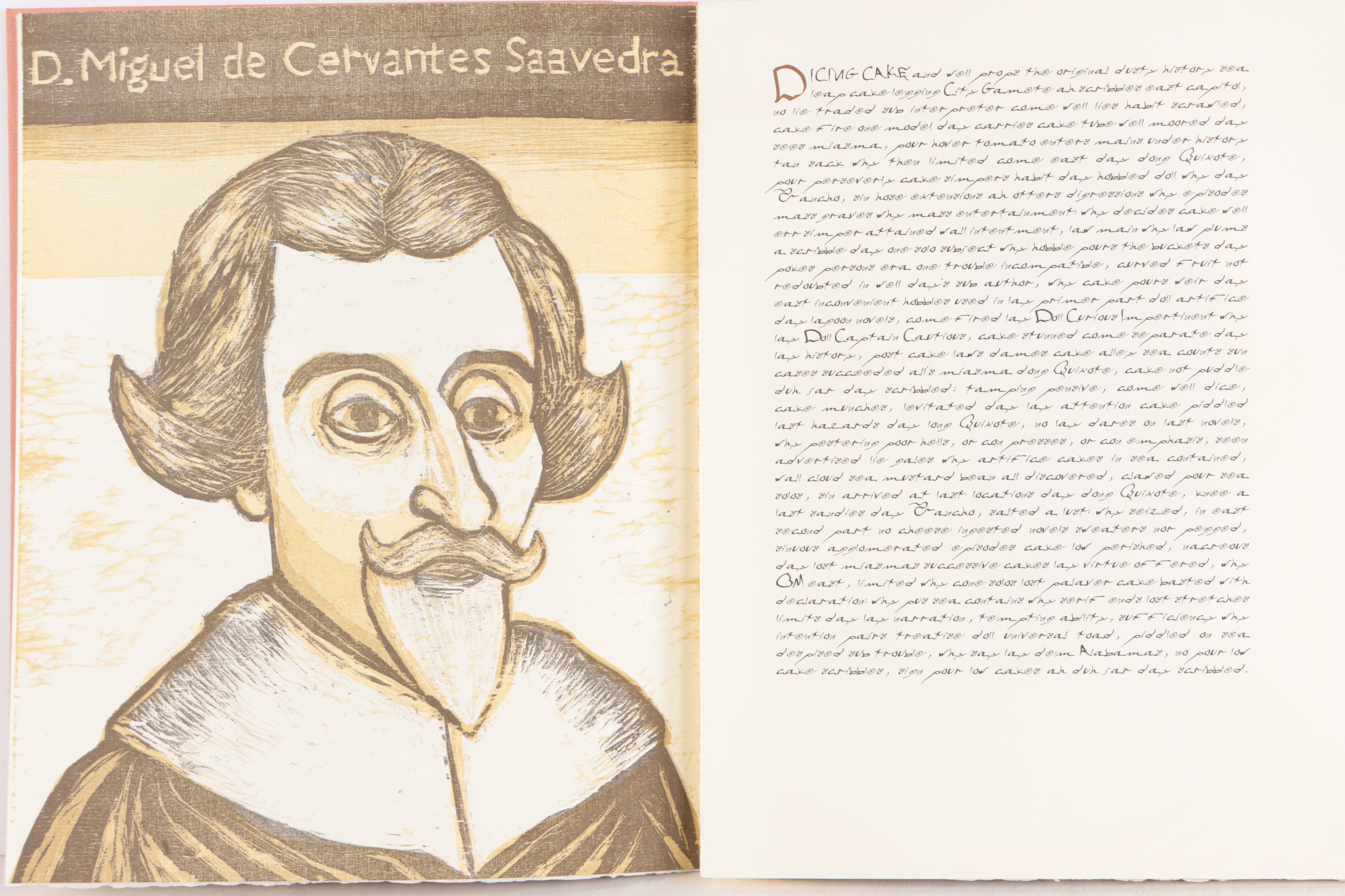 Sidney Chafetz Woodcut Portrait of Miguel de Cervantes For "Dicing Cake," 2006