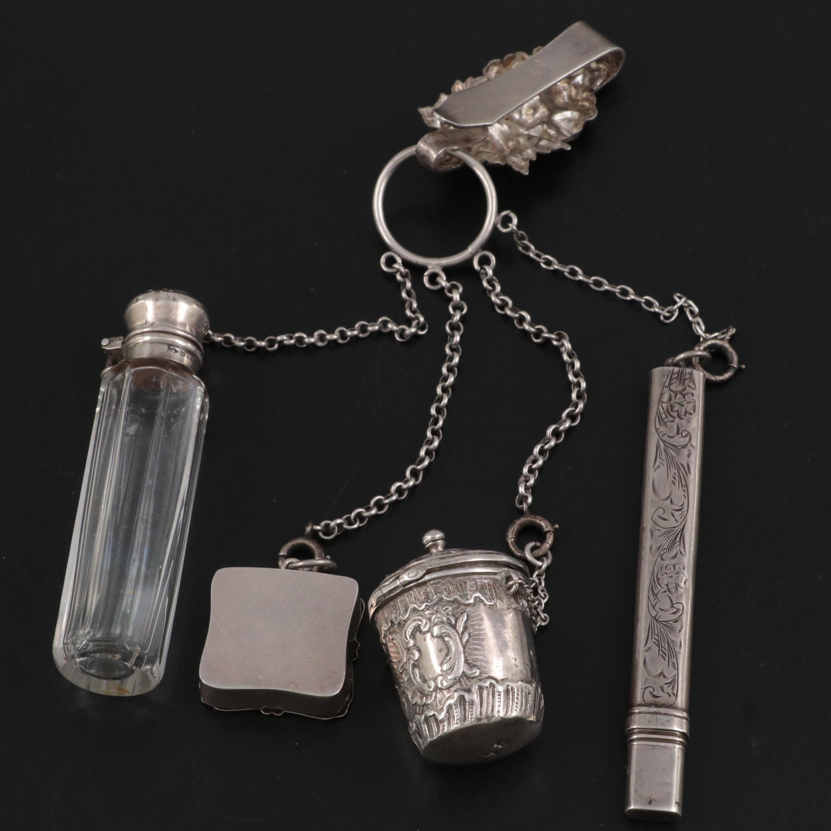 American Victorian Sterling Silver Four-Tool Chatelaine, Late 19th Century