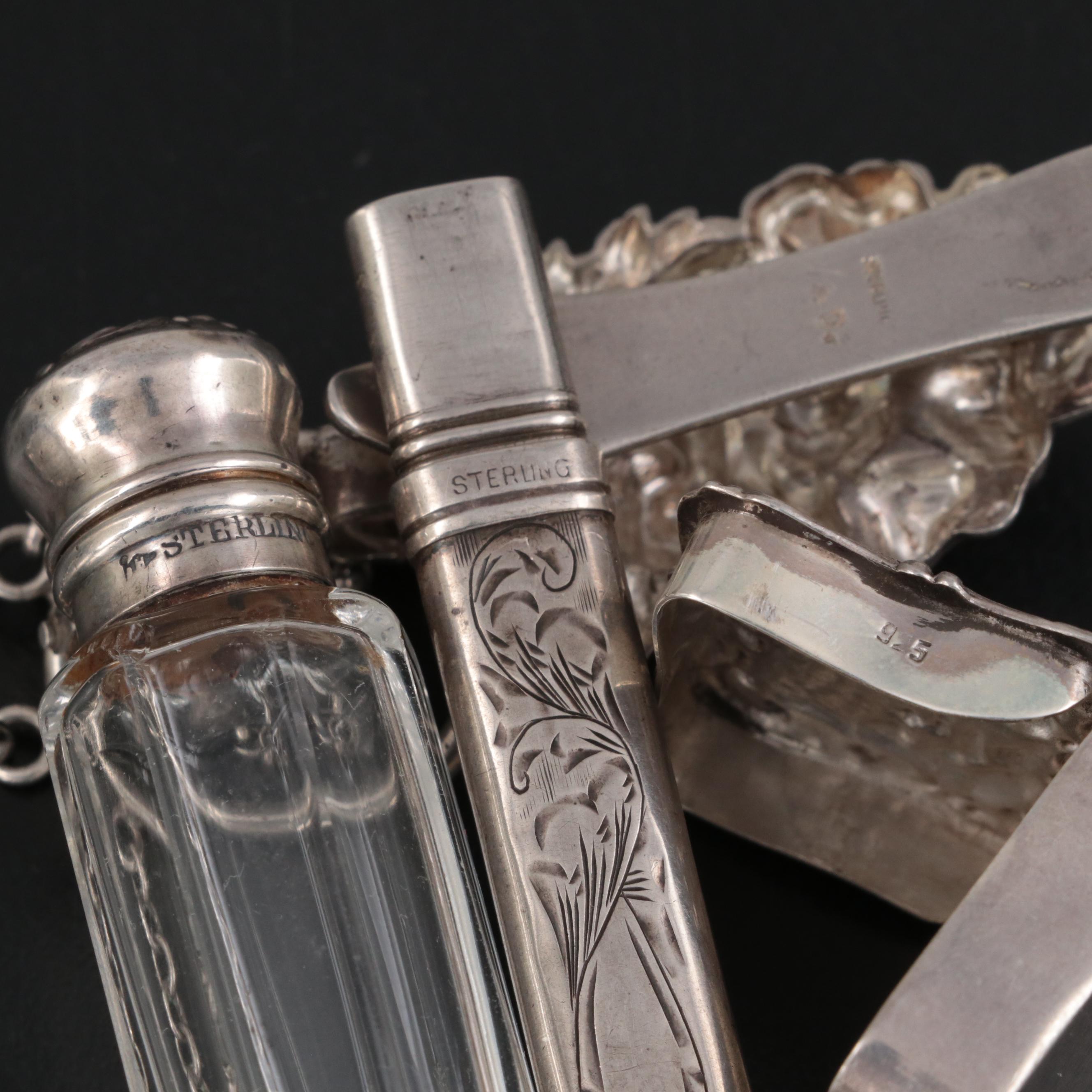 American Victorian Sterling Silver Four-Tool Chatelaine, Late 19th Century