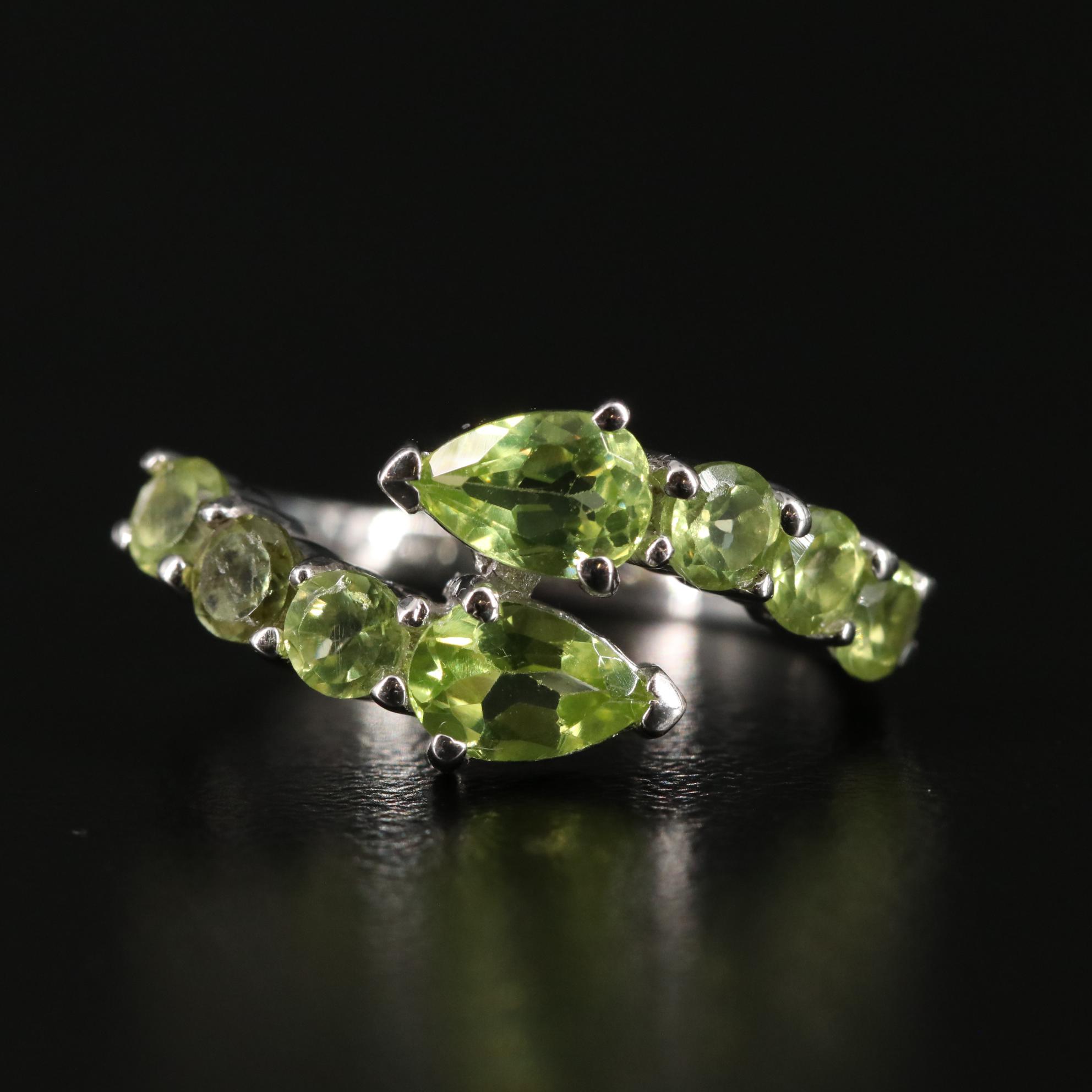 Sterling Peridot Bypass Ring