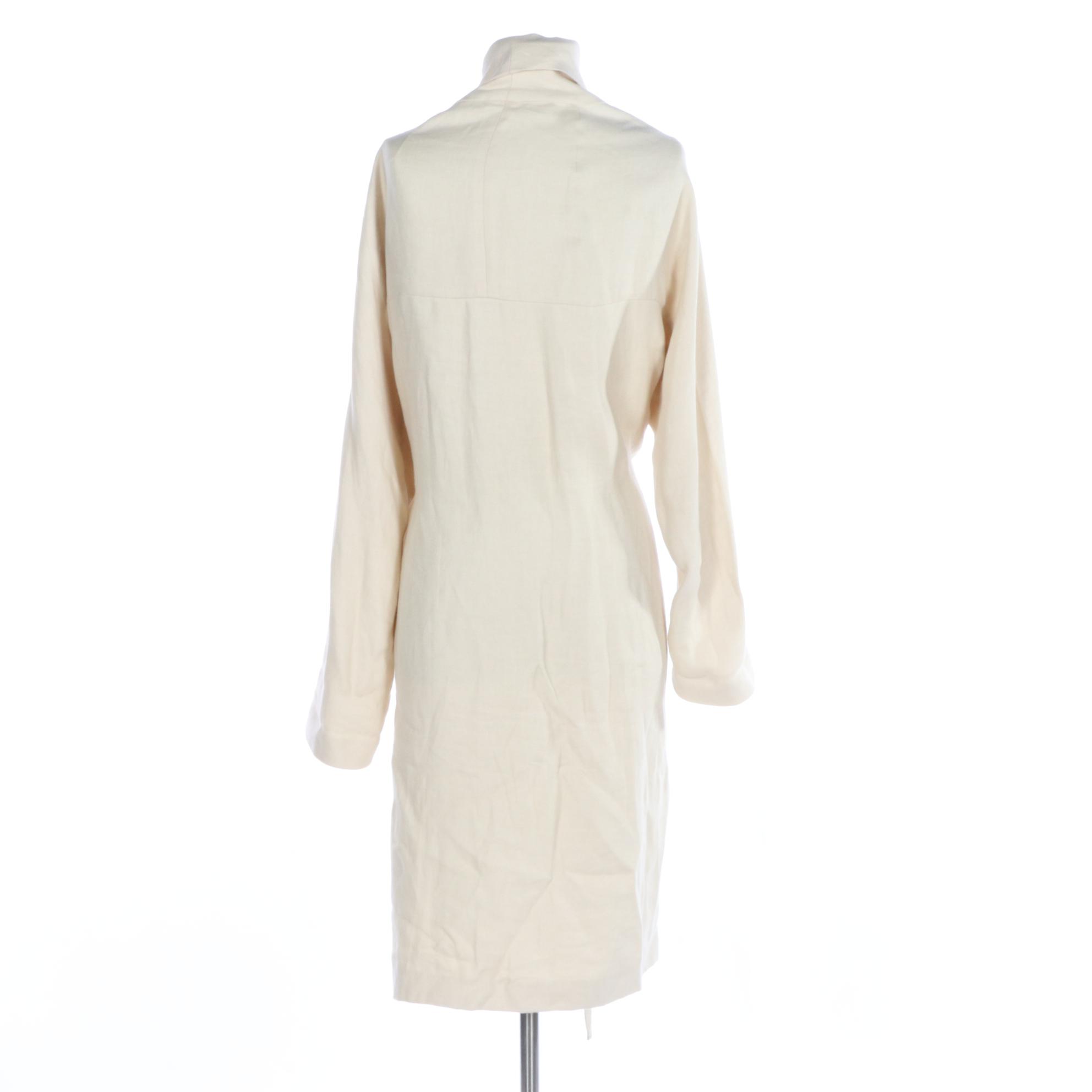 Robe Style Coat with Raglan Sleeves and Waist Tie