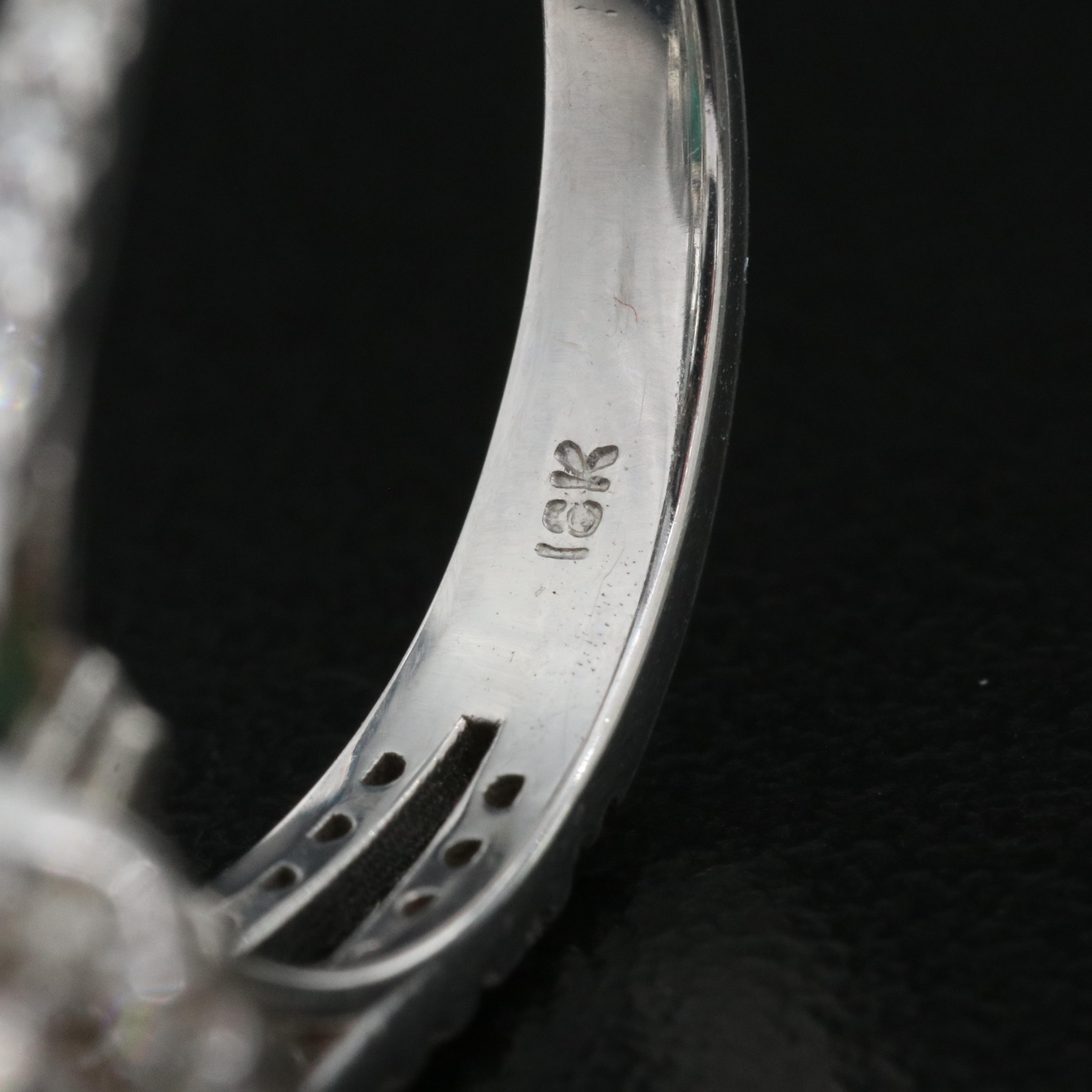 18K 2.93 CT Emerald and Diamond Halo Ring