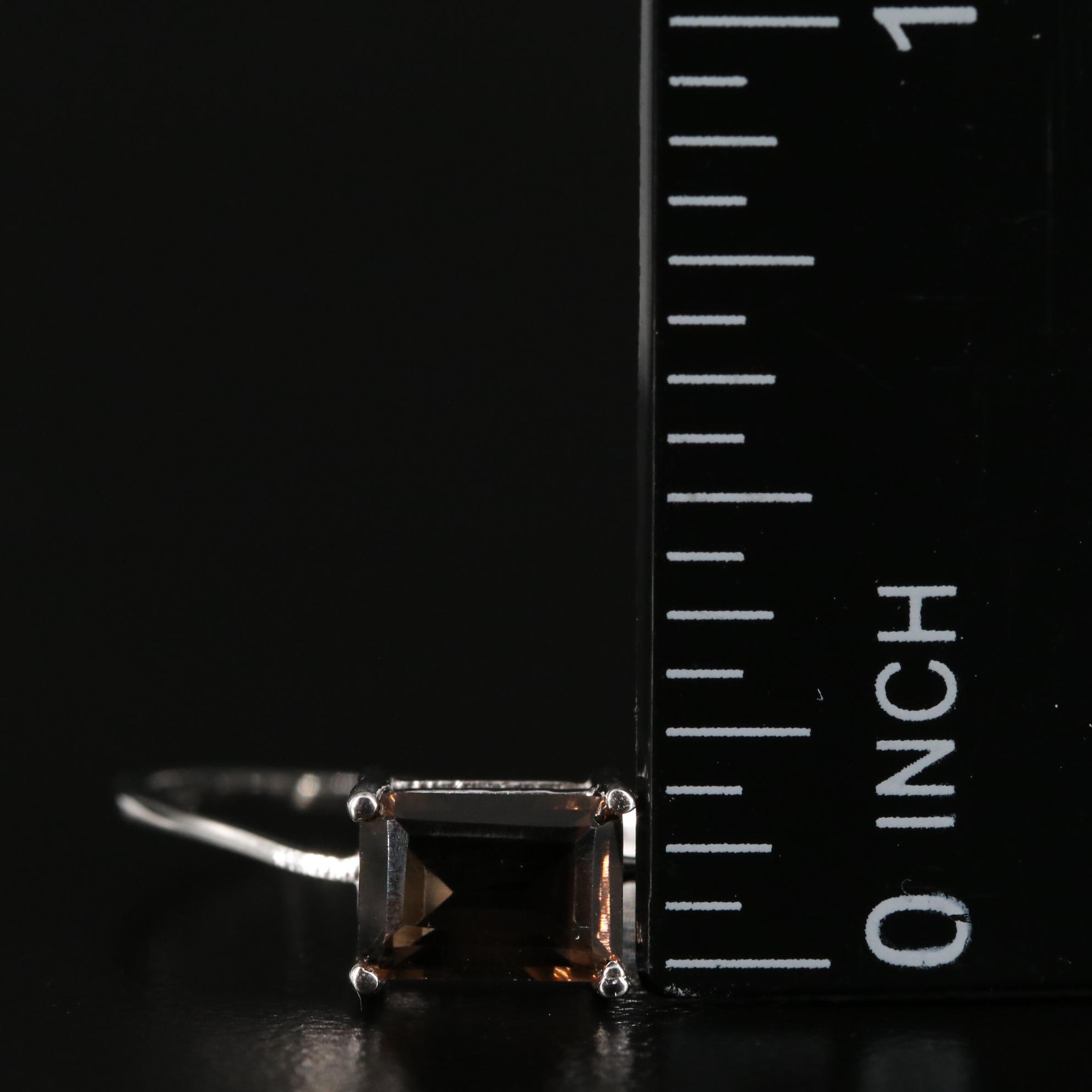 Sterling Smoky Quartz Solitaire Ring