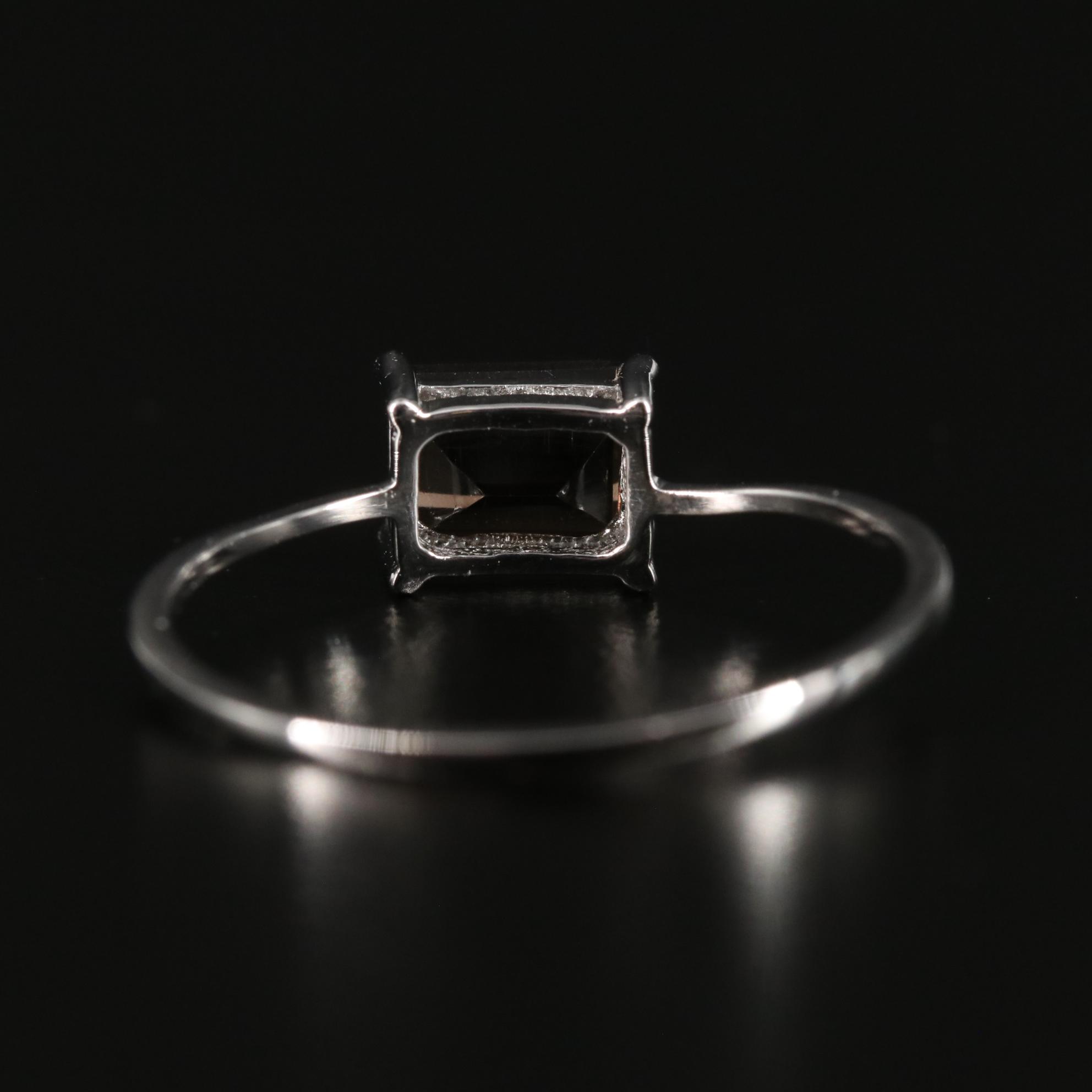 Sterling Smoky Quartz Solitaire Ring