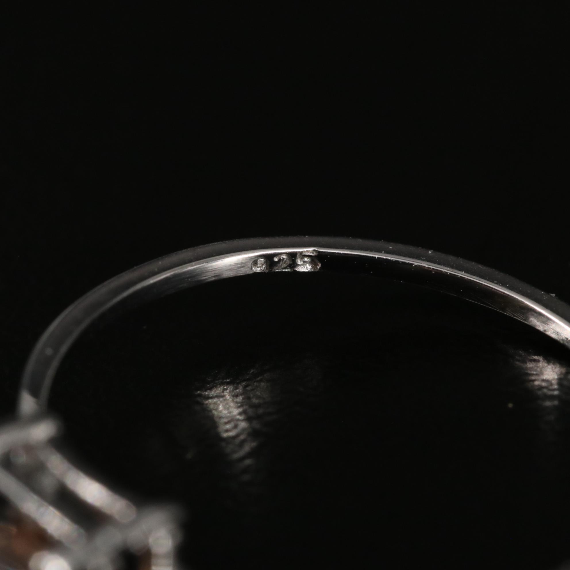 Sterling Smoky Quartz Solitaire Ring