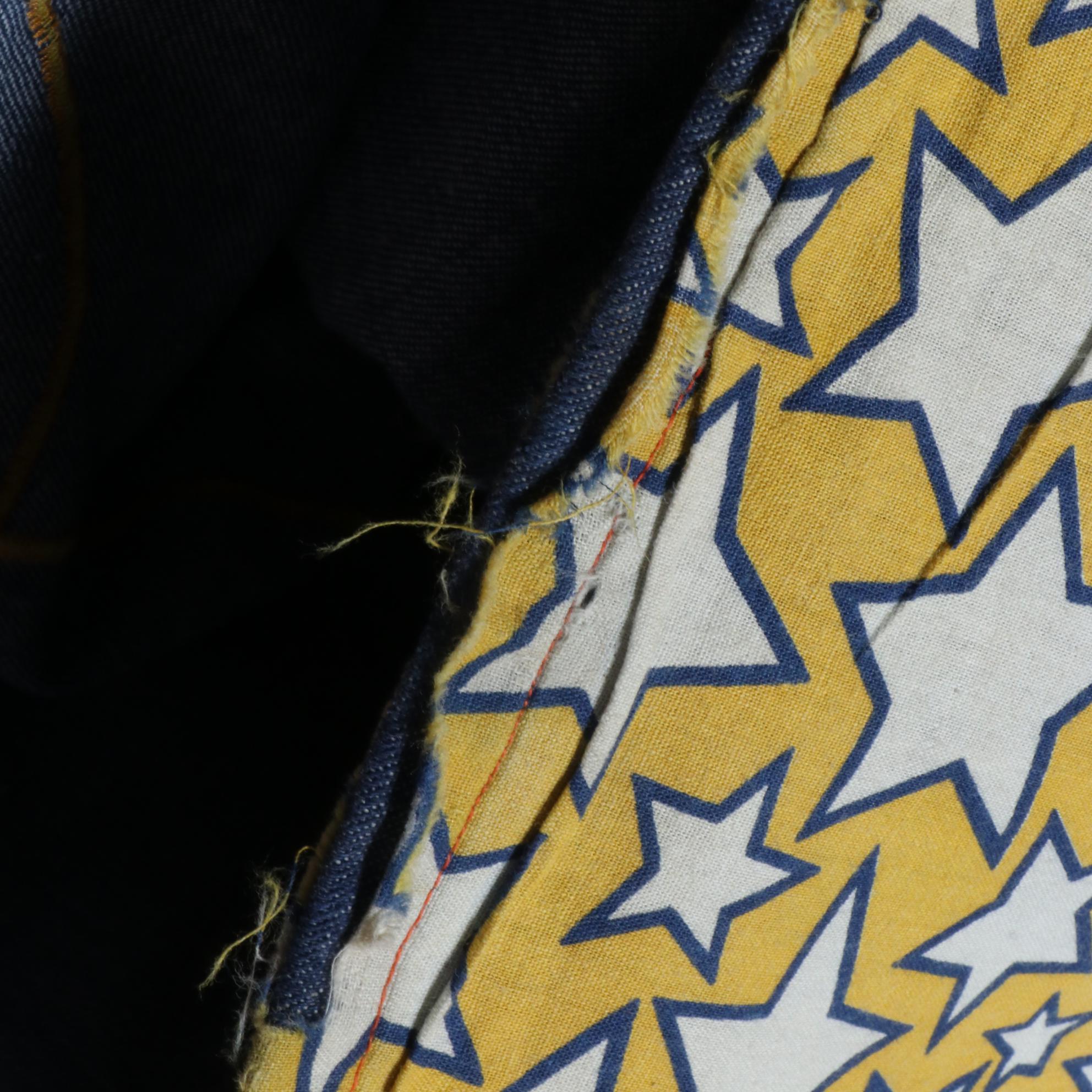 Kim Wong High Waist Bell Bottom Pants with 1970s Style Embroidered Appliqués