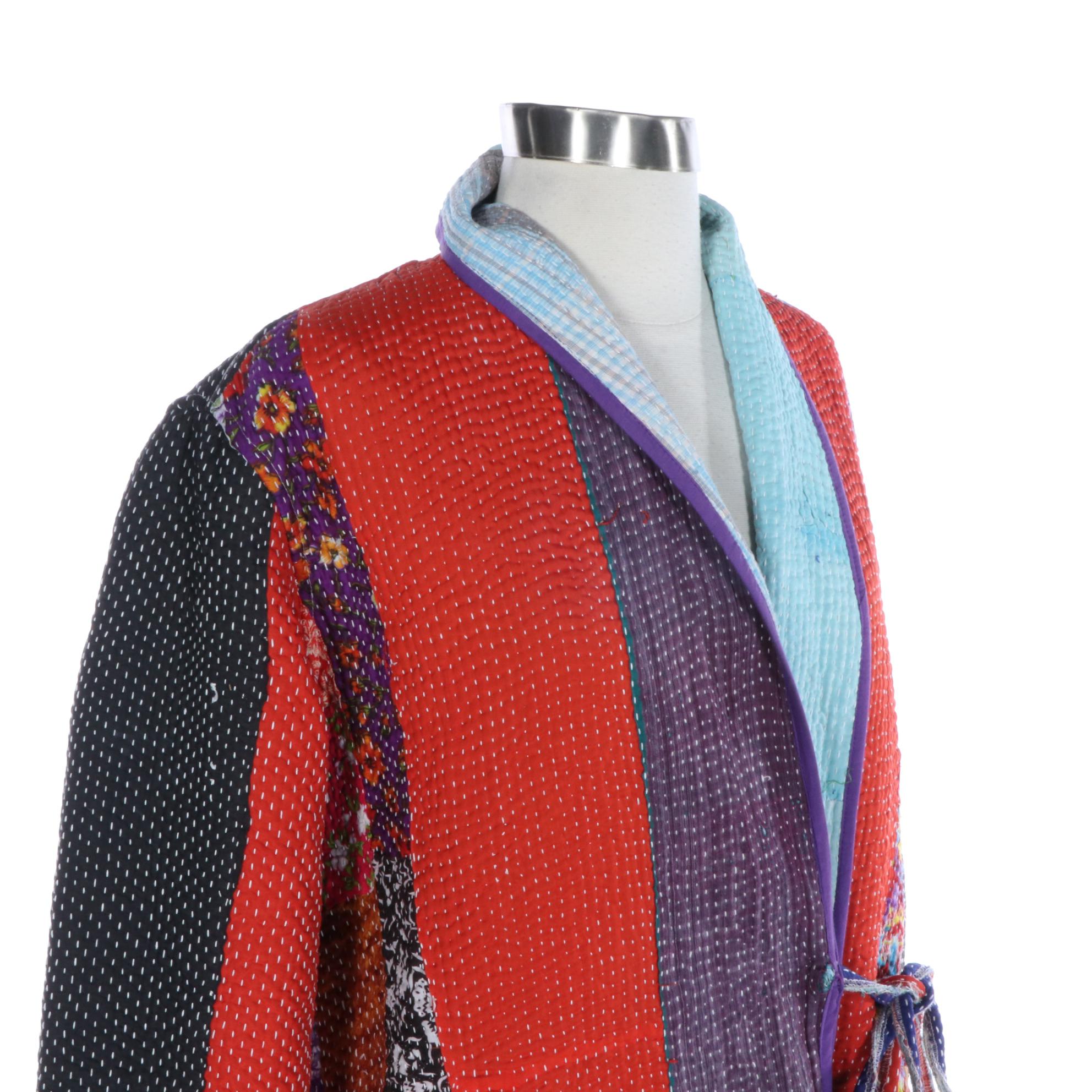 Hand-Pieced and Stitched Patchwork Coat in Cotton