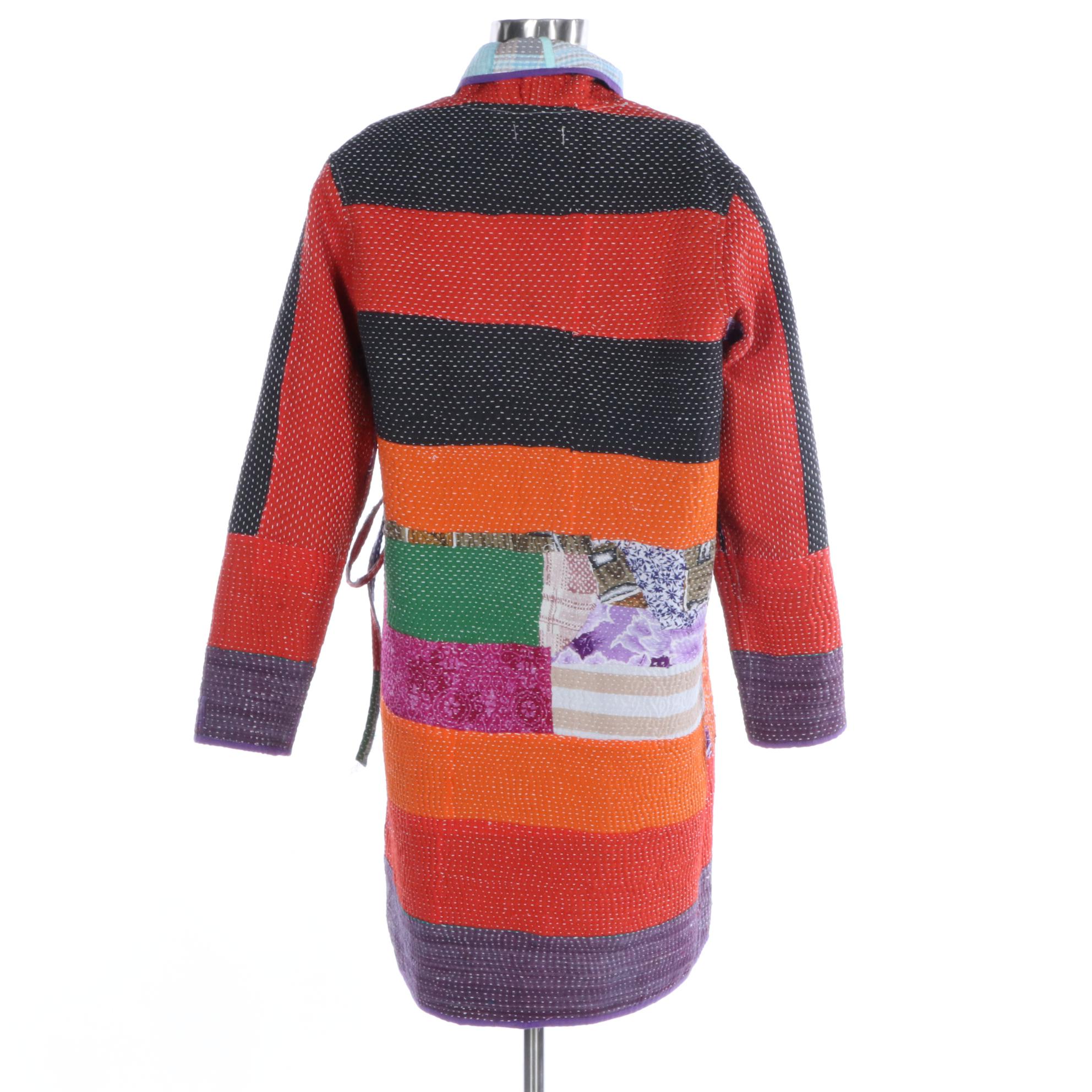Hand-Pieced and Stitched Patchwork Coat in Cotton