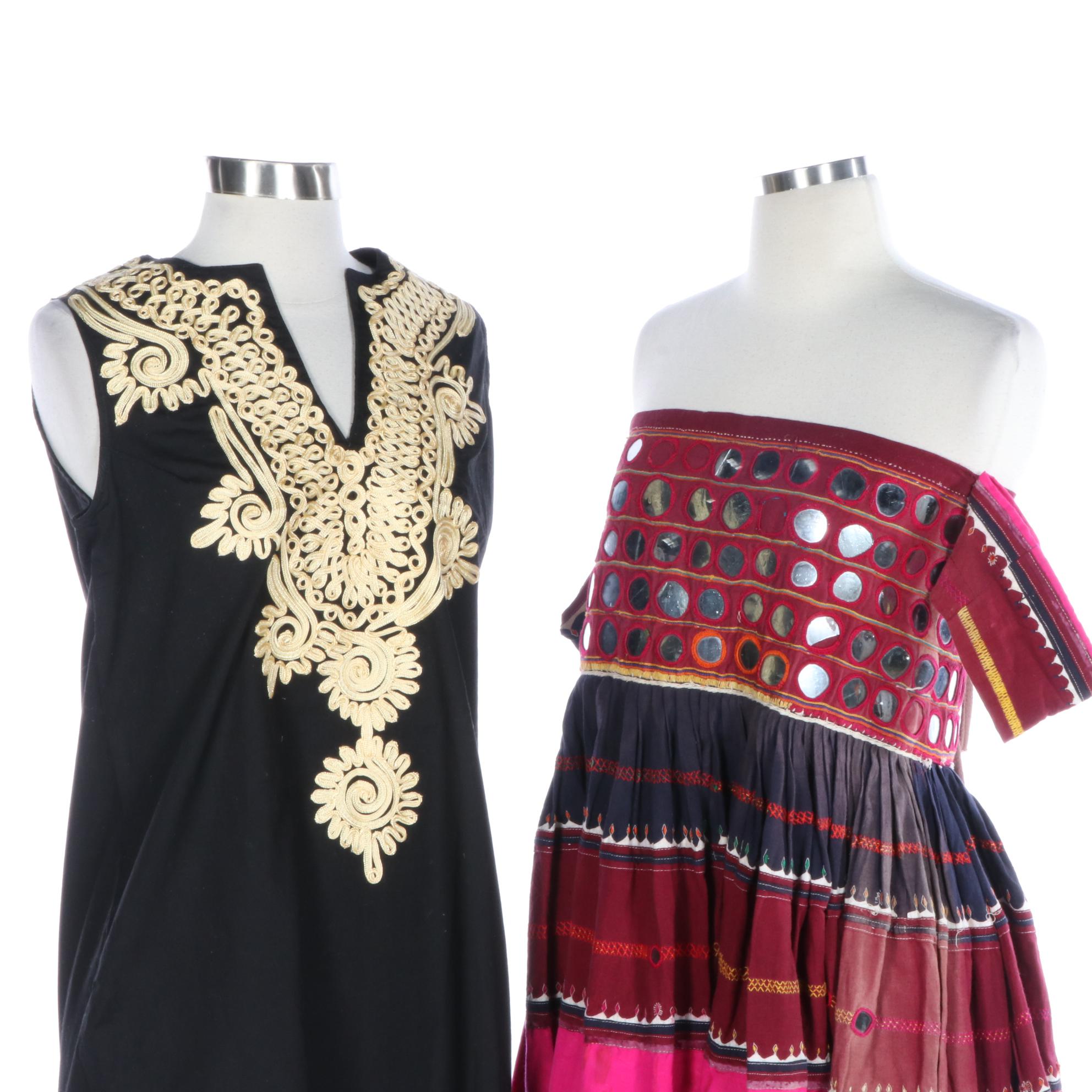 South American Cultural Dress with Tie Bodice and Passementrie Dress