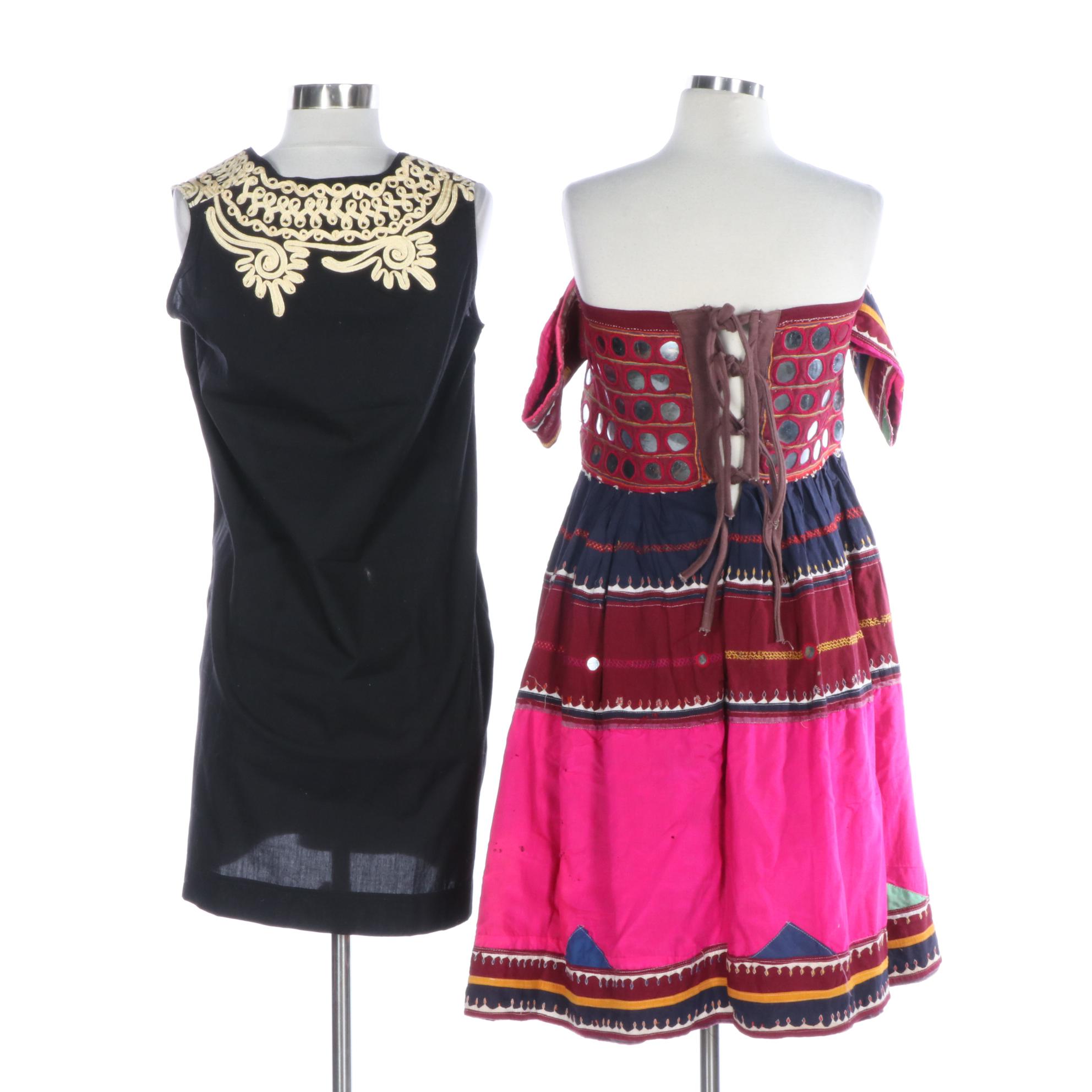 South American Cultural Dress with Tie Bodice and Passementrie Dress