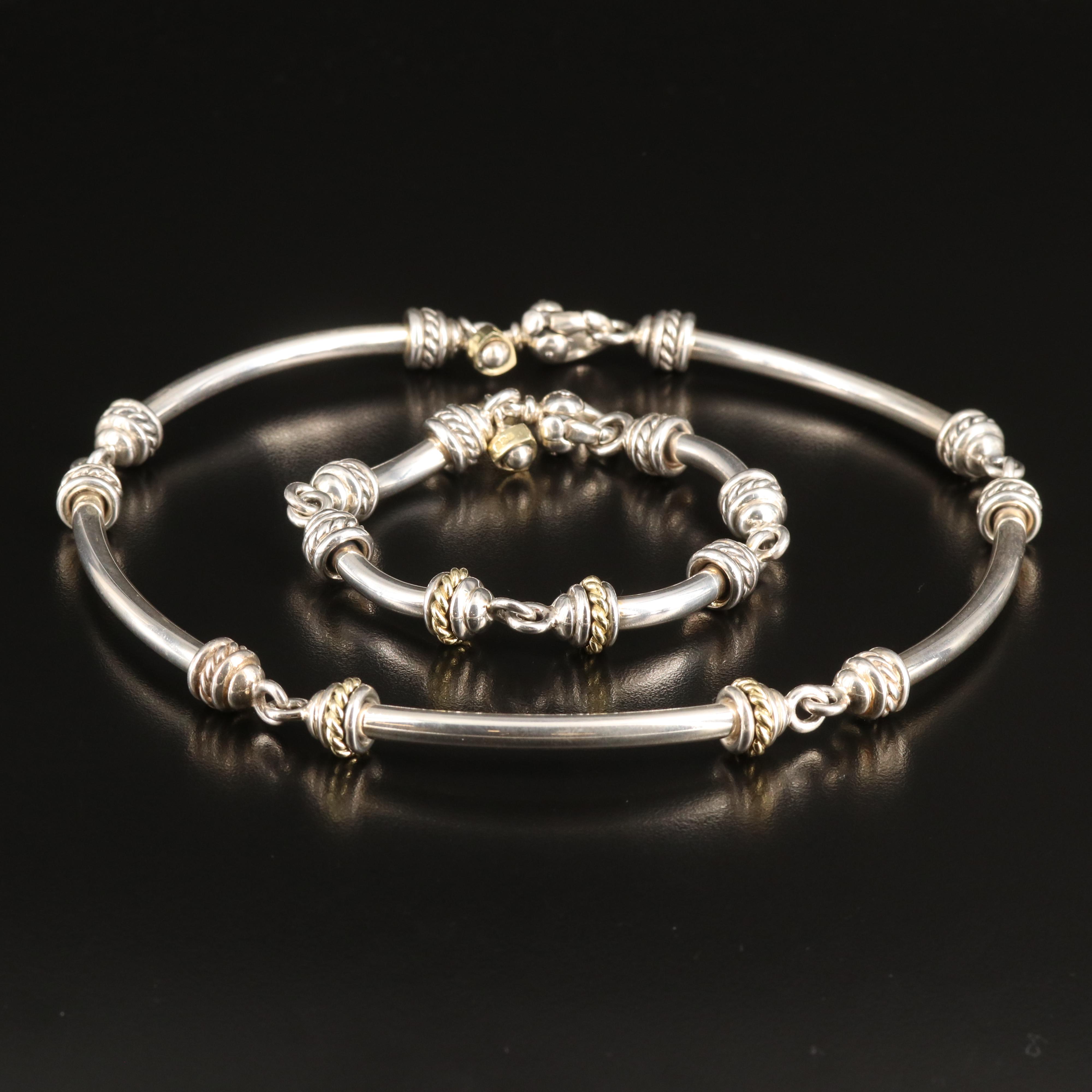 David Wysor Sterling Necklace and Bracelet with 18K Accents