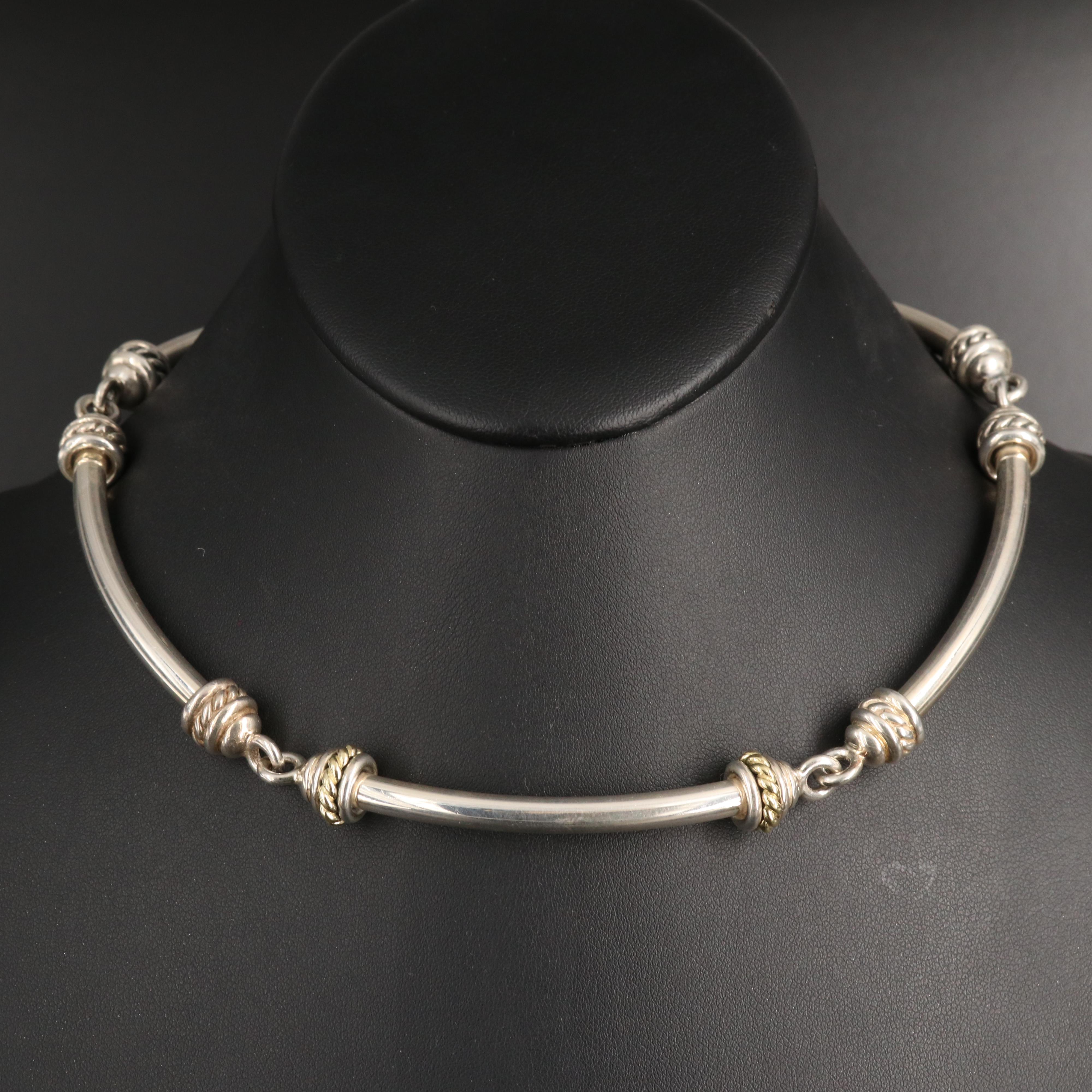 David Wysor Sterling Necklace and Bracelet with 18K Accents