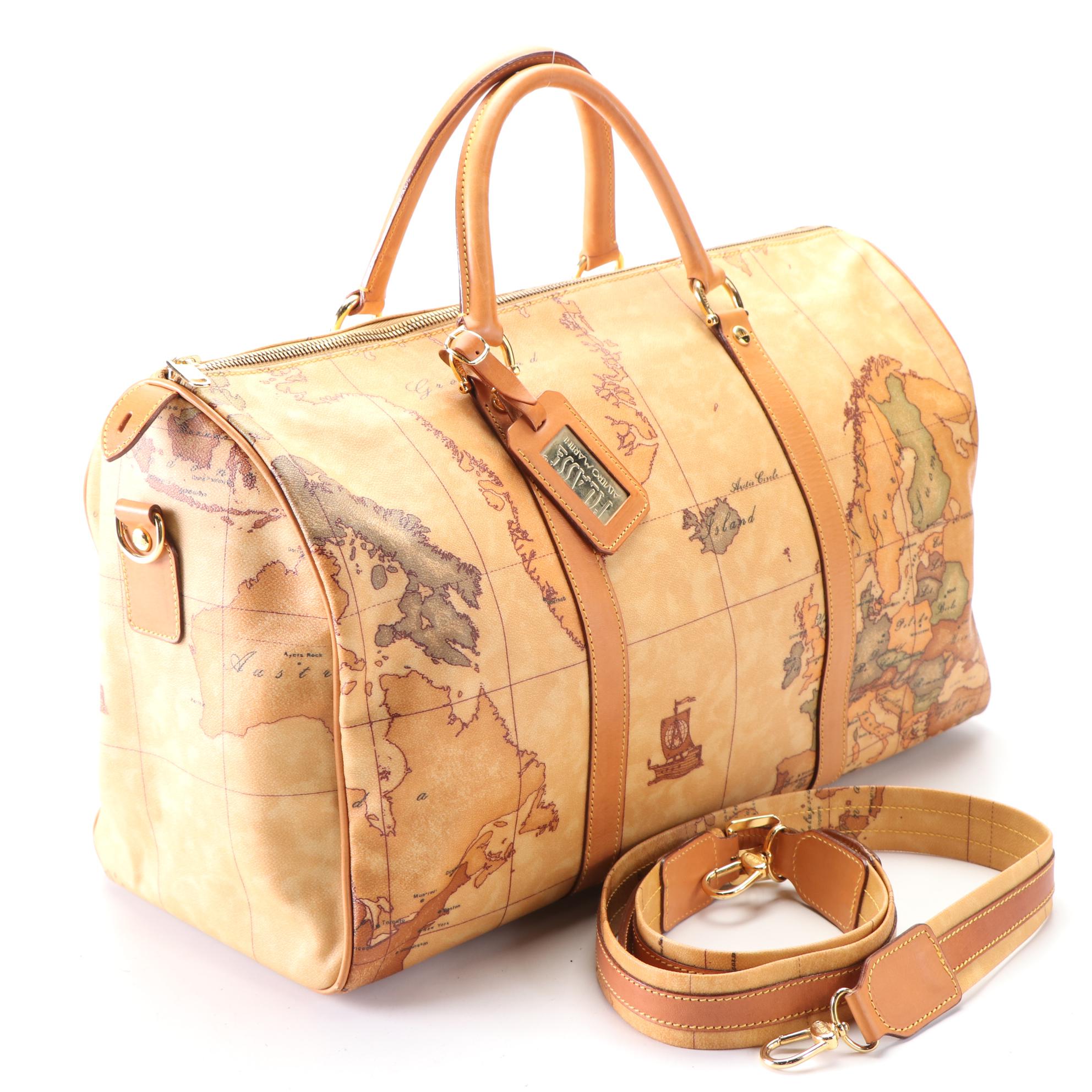 Alviero Martini 1a Classe Duffel Bag in Geo Print Coated Canvas and Leather