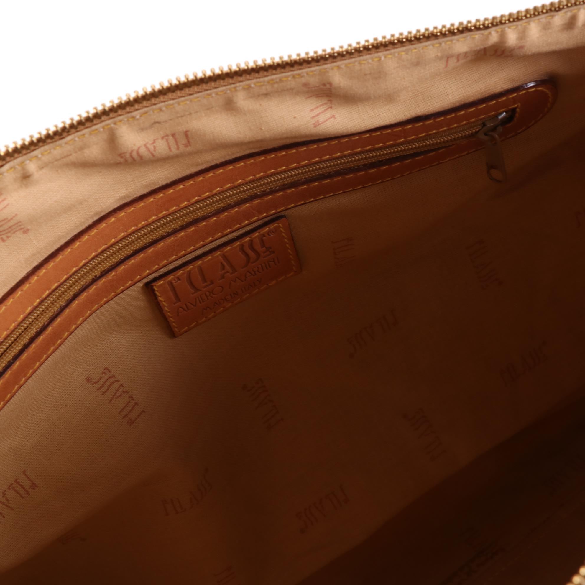 Alviero Martini 1a Classe Duffel Bag in Geo Print Coated Canvas and Leather