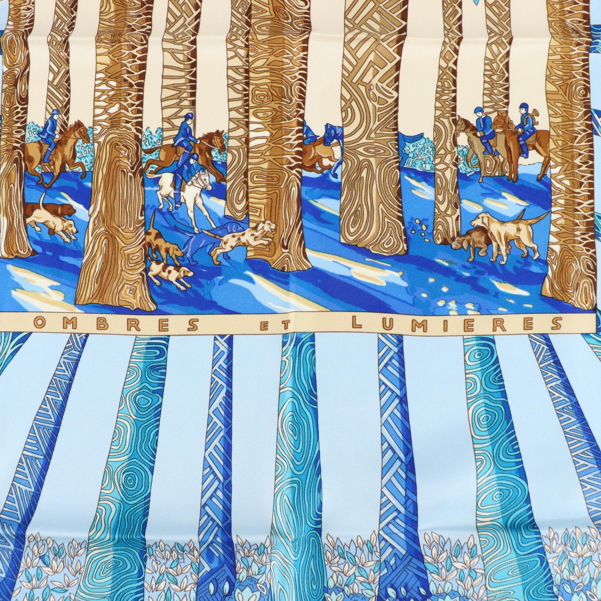 Hermès "Ombres et Lumieres" Scarf 90 in Silk Twill