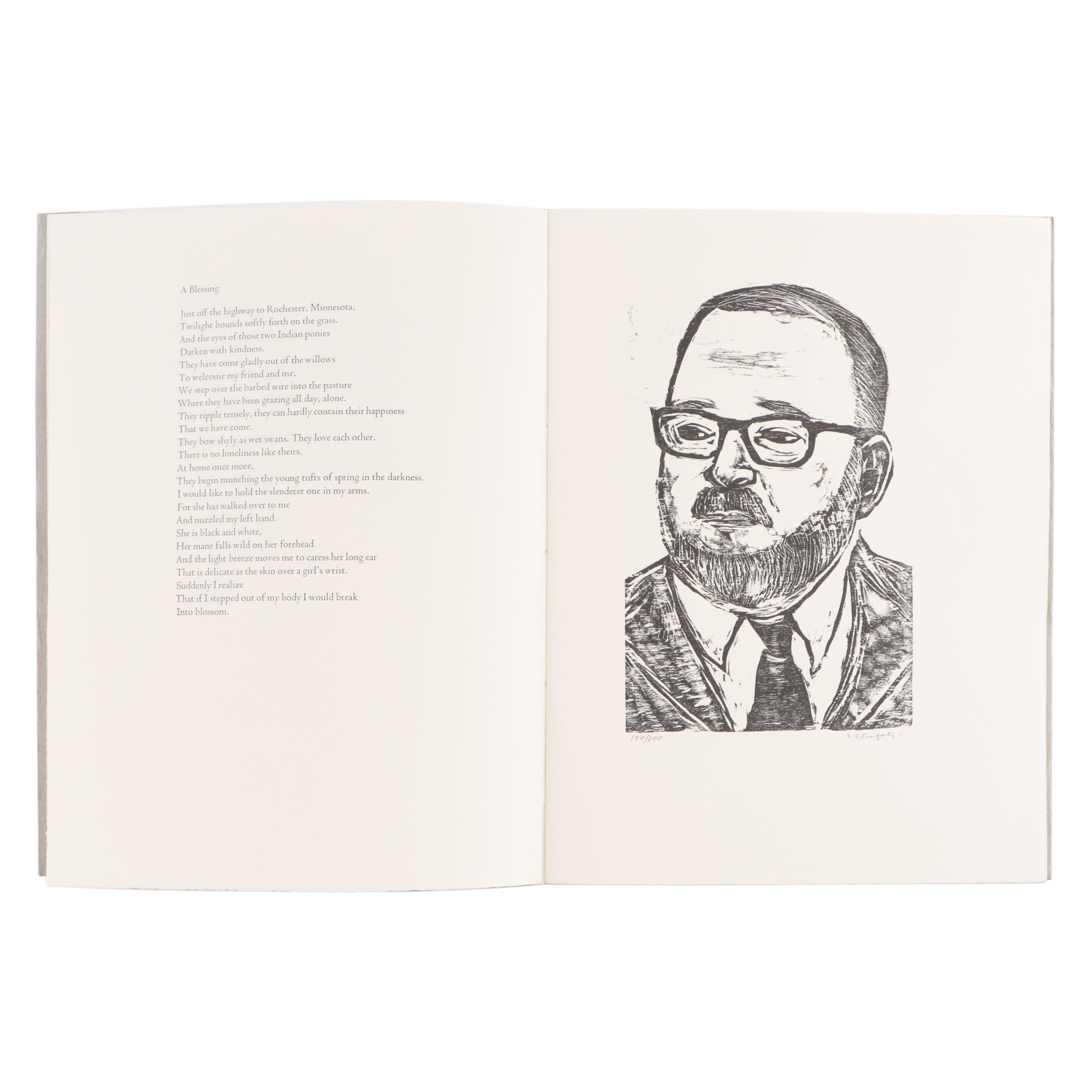 Sidney Chafetz Woodcut Portrait For James Wright Festival Pamphlet, 1984