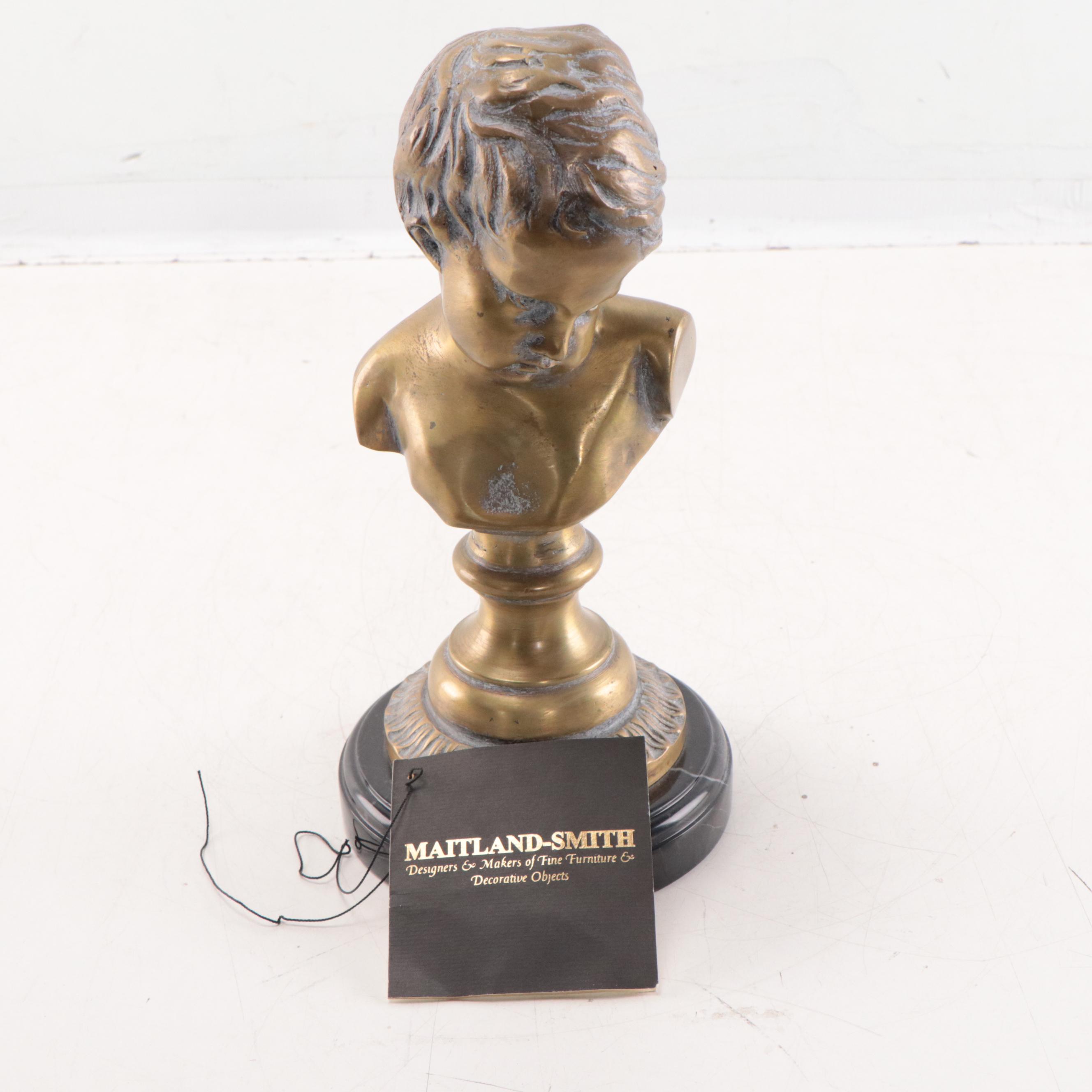 Maitland-Smith Brass Bust of a Child