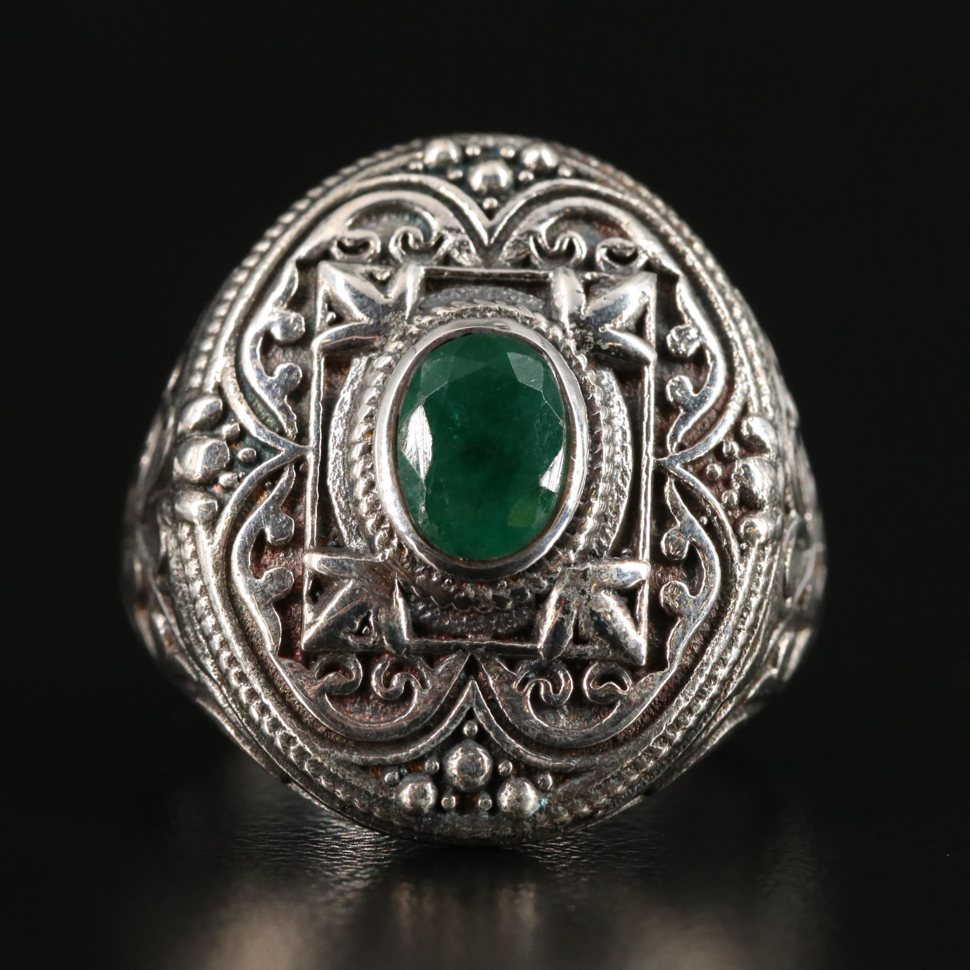 Sterling Emerald Ring