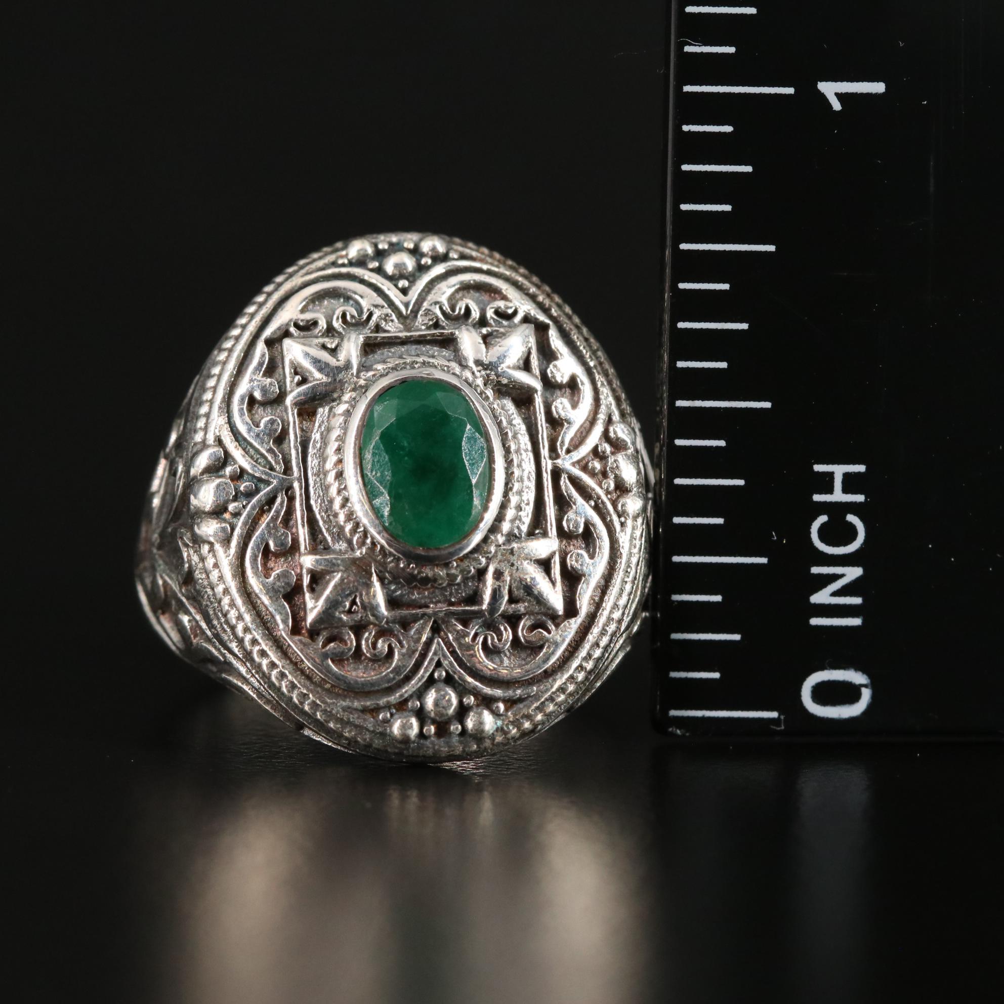 Sterling Emerald Ring