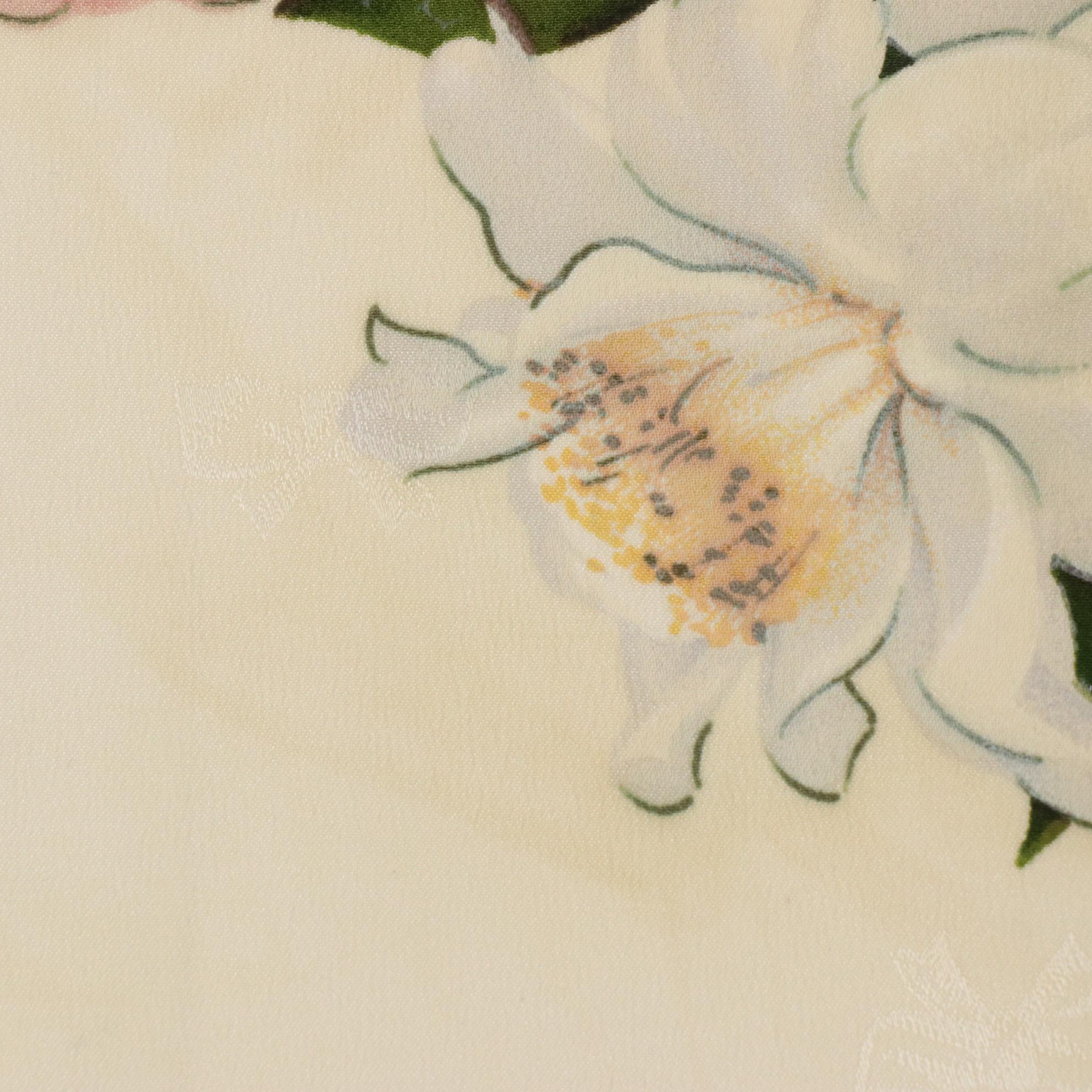 Chanel Floral Print Scarf 85 in Silk Jacquard