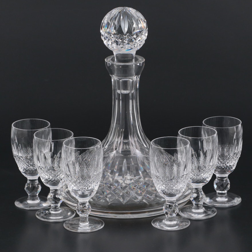 Waterford Crystal "Lismore" Ships Decanter with "Colleen" Goblets