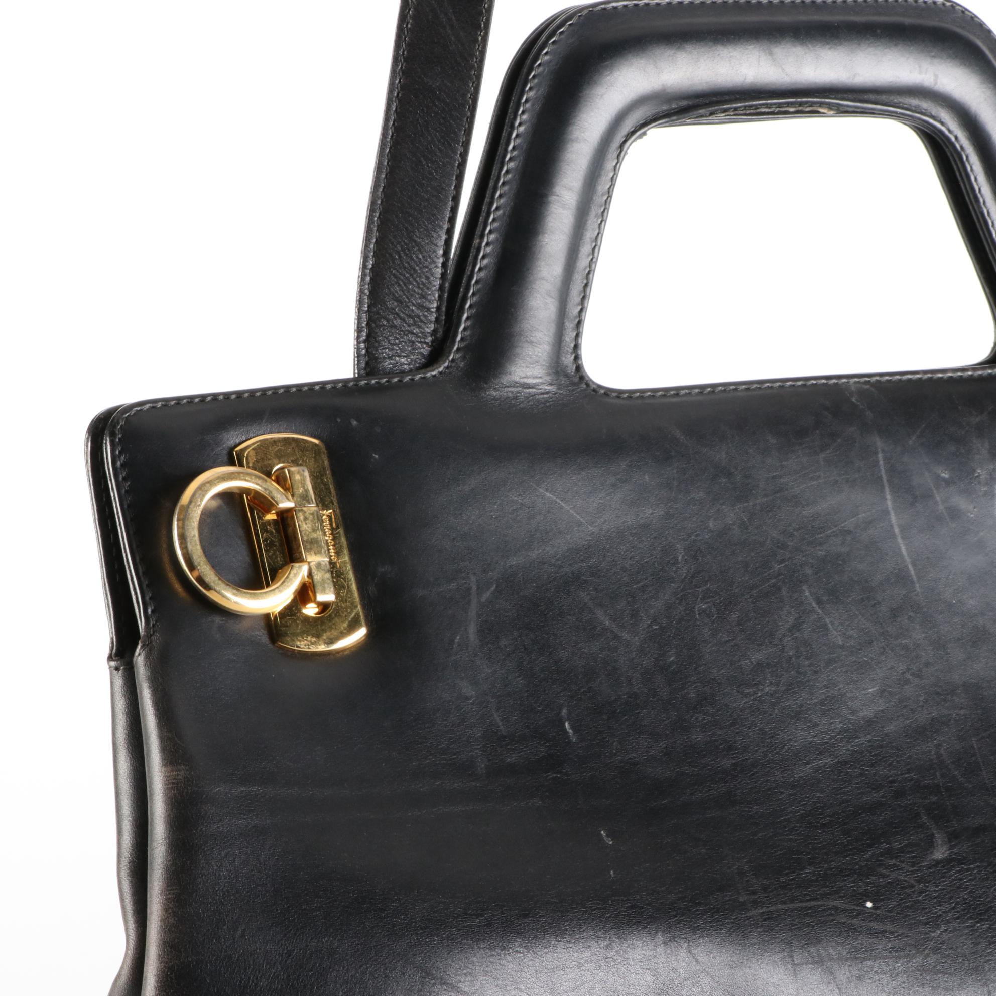 Salvatore Ferragamo Medium Wanda Tote in Smooth Black Leather