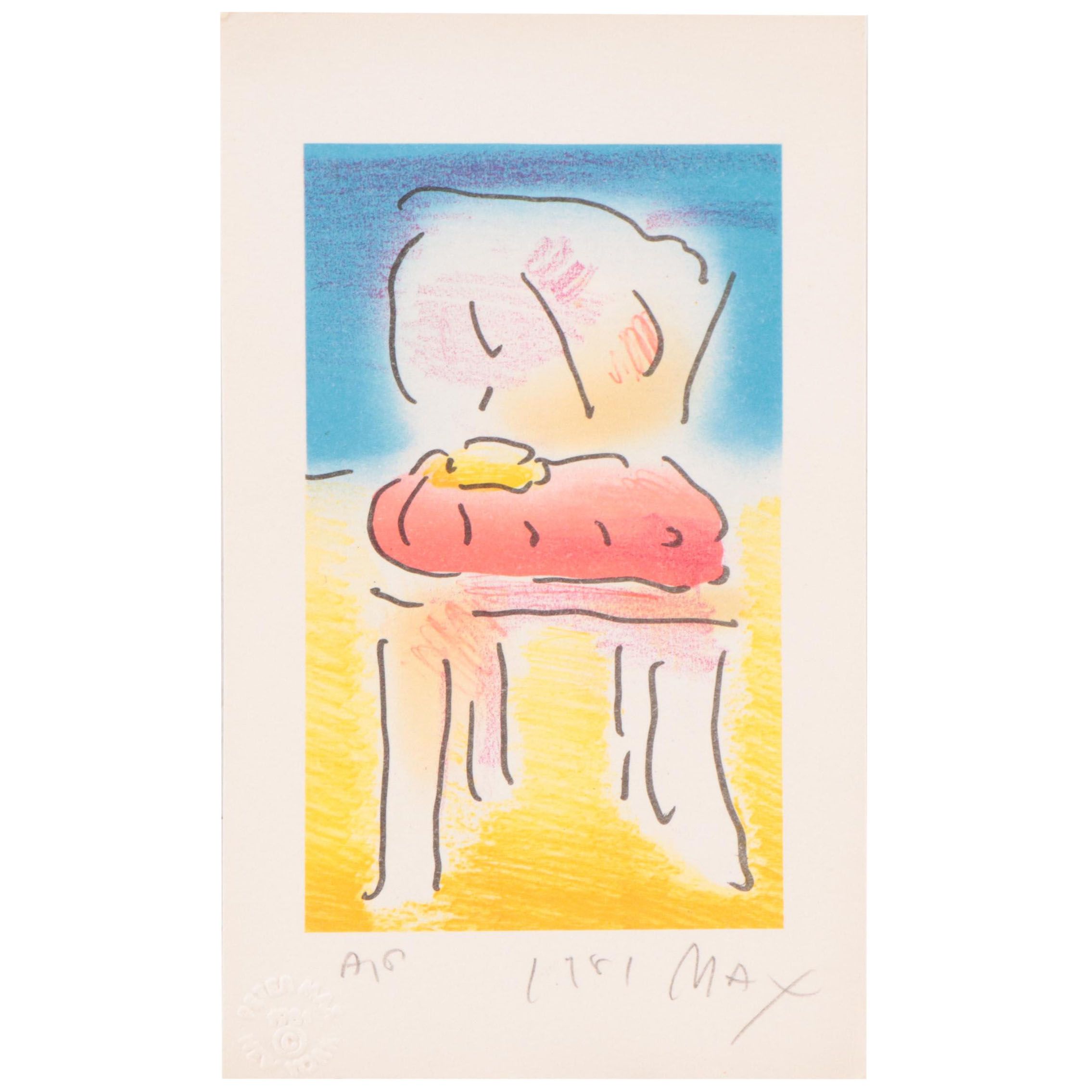 Peter Max Modernist Color Lithograph "Old Chair," 1981