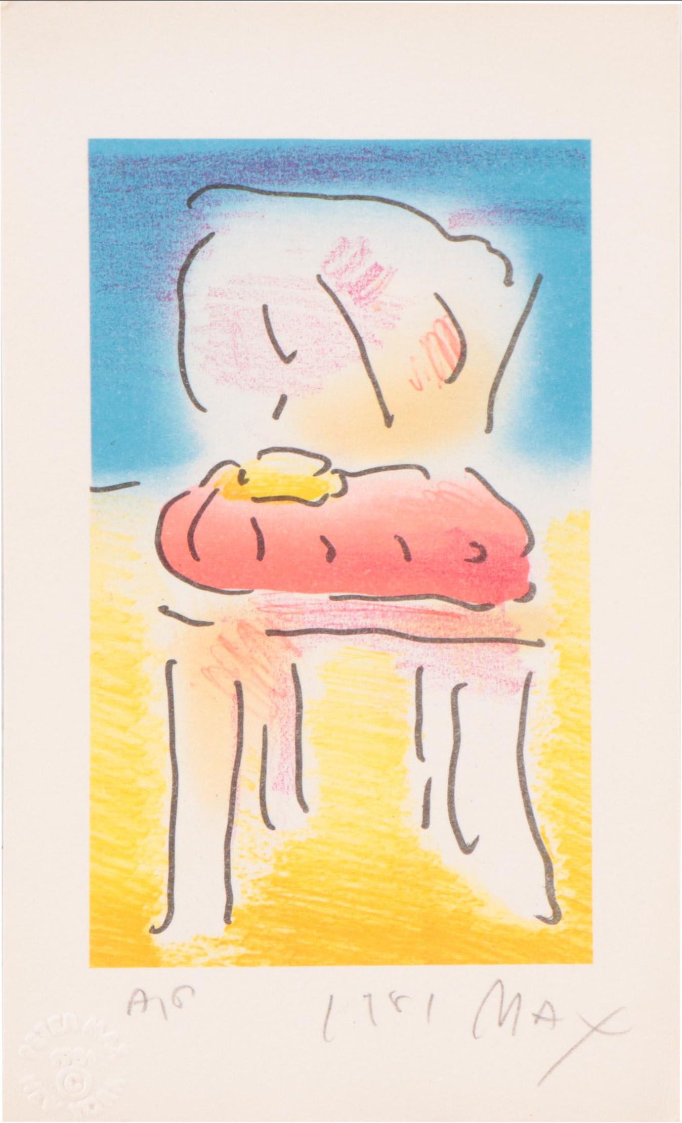 Peter Max Modernist Color Lithograph "Old Chair," 1981