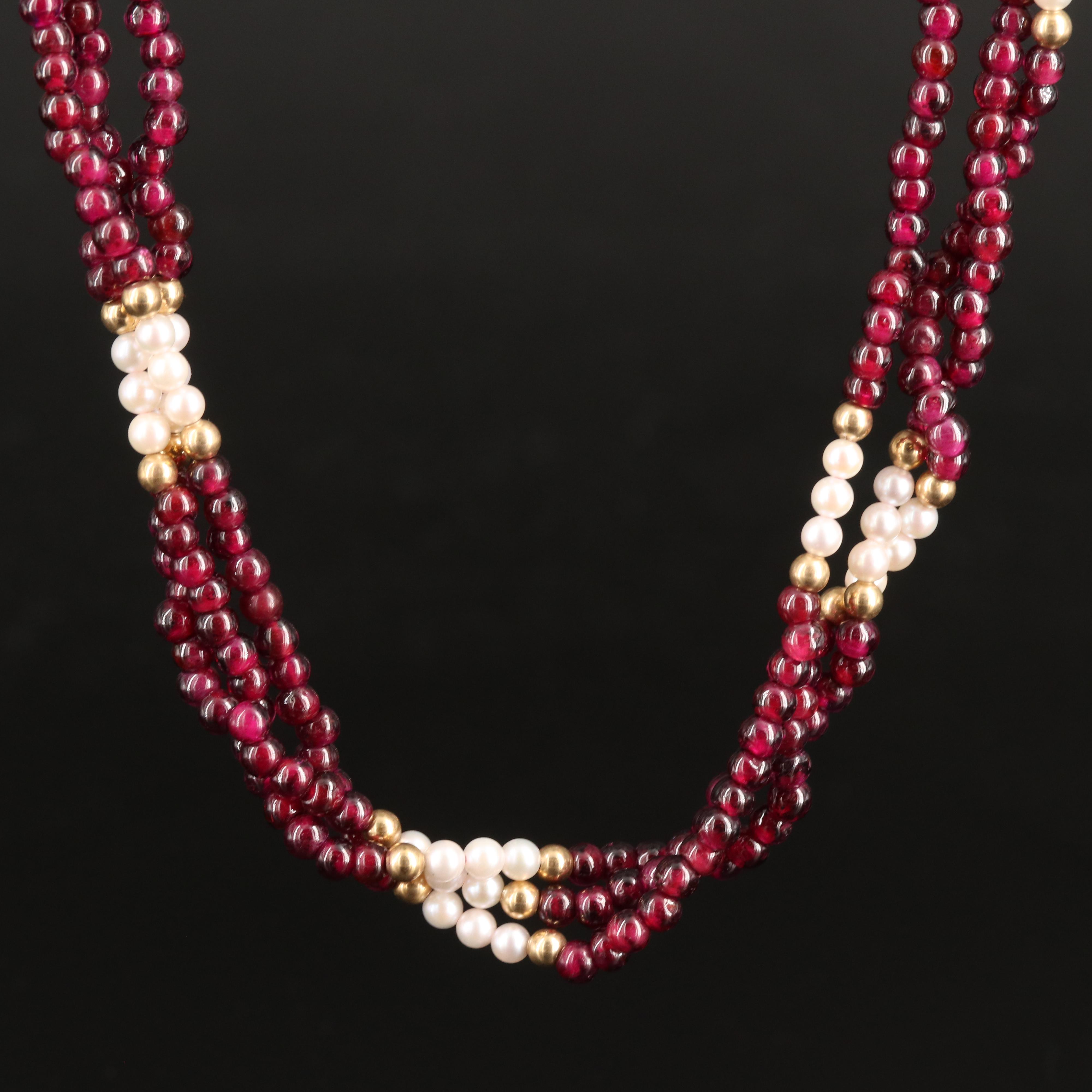 14K Garnet and Seed Pearl Torsade