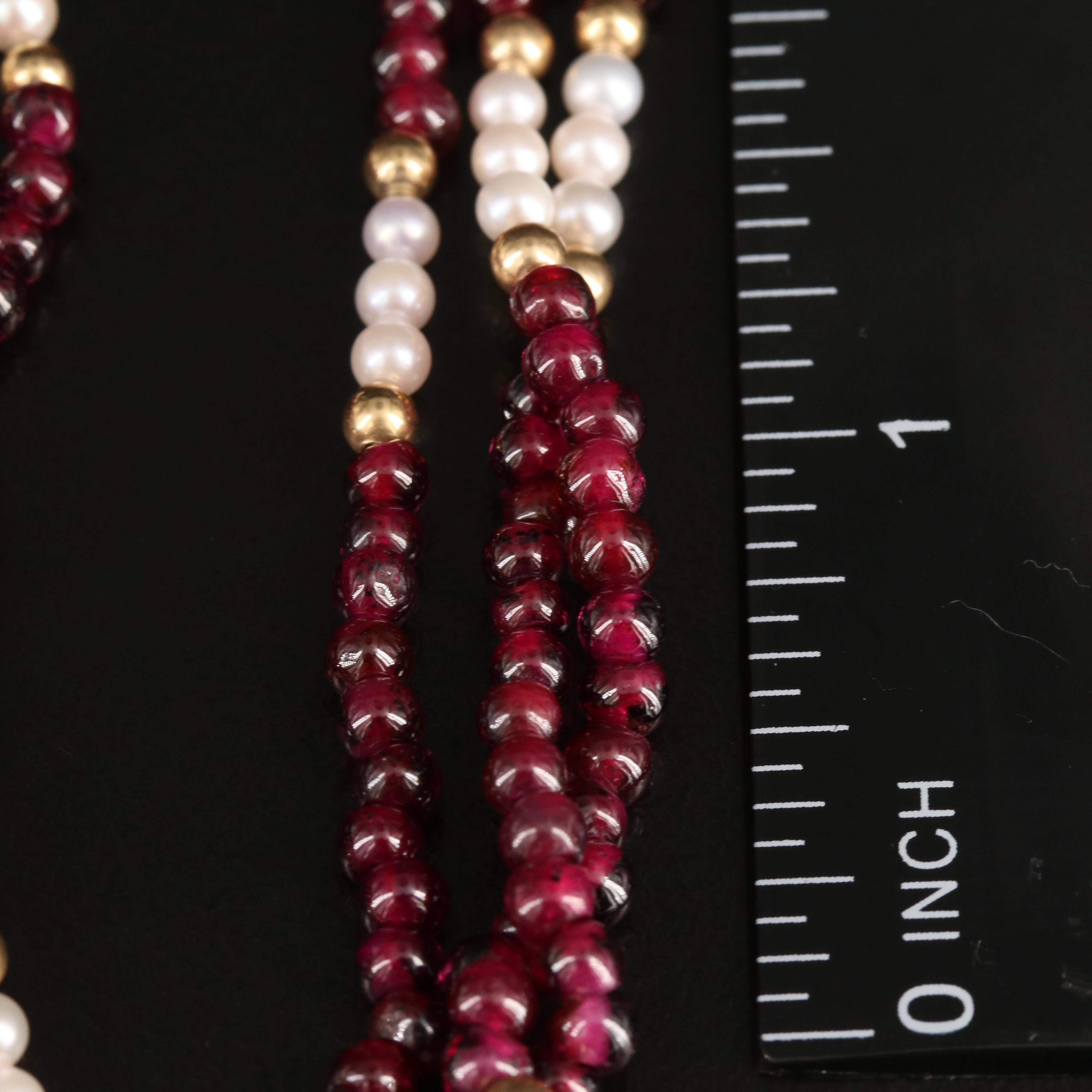14K Garnet and Seed Pearl Torsade
