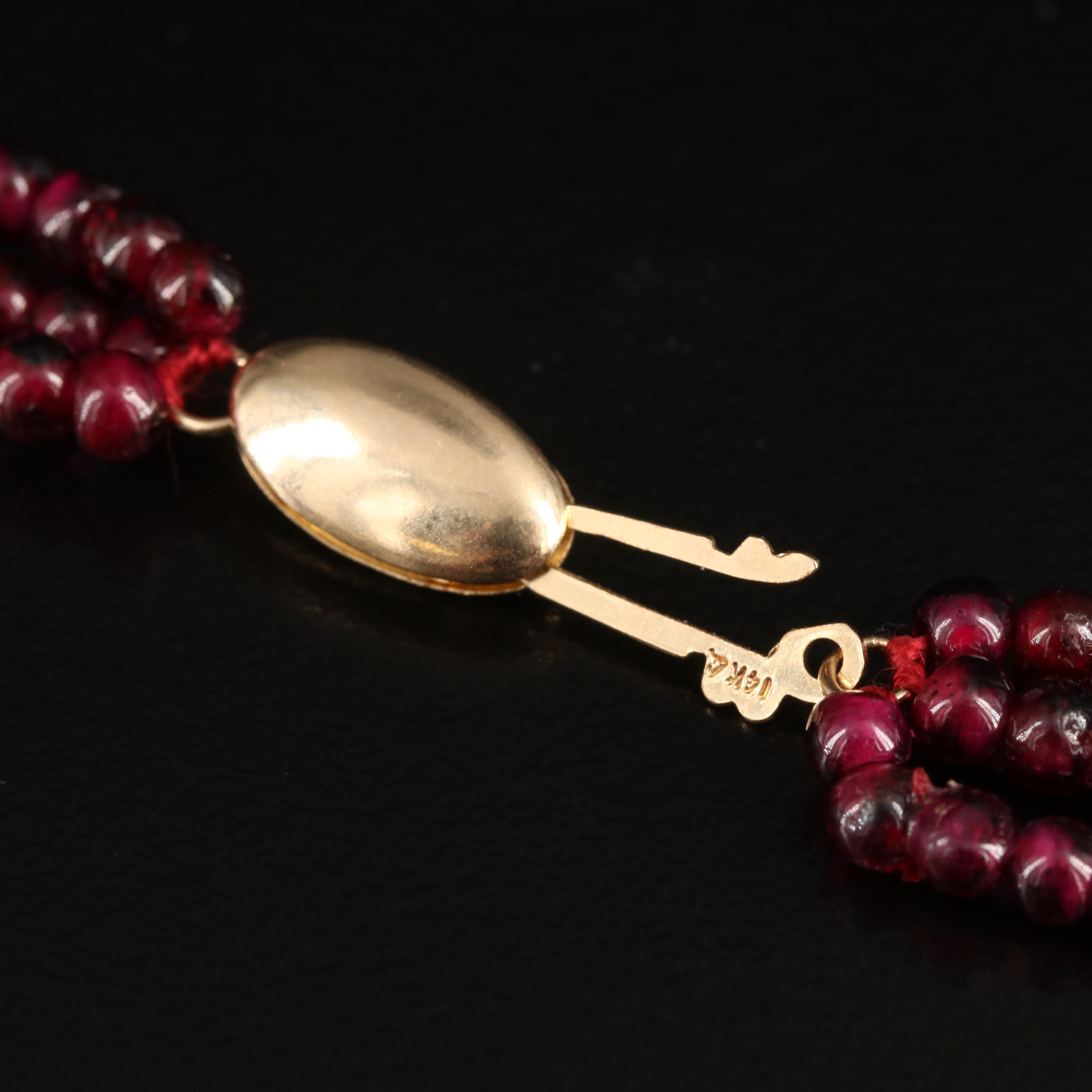 14K Garnet and Seed Pearl Torsade