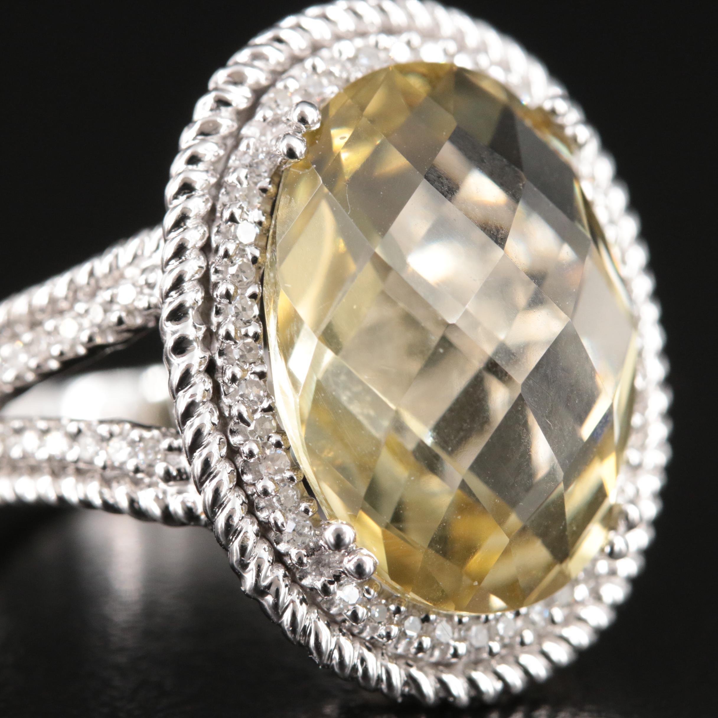 14K Citrine and Diamond Ring