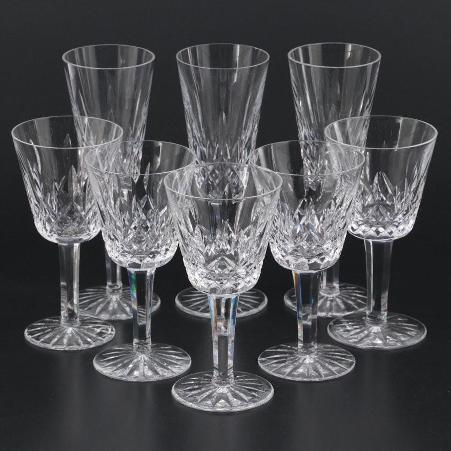 Waterford Crystal "Lismore" Claret Wine Glasses and Champagne Flutes