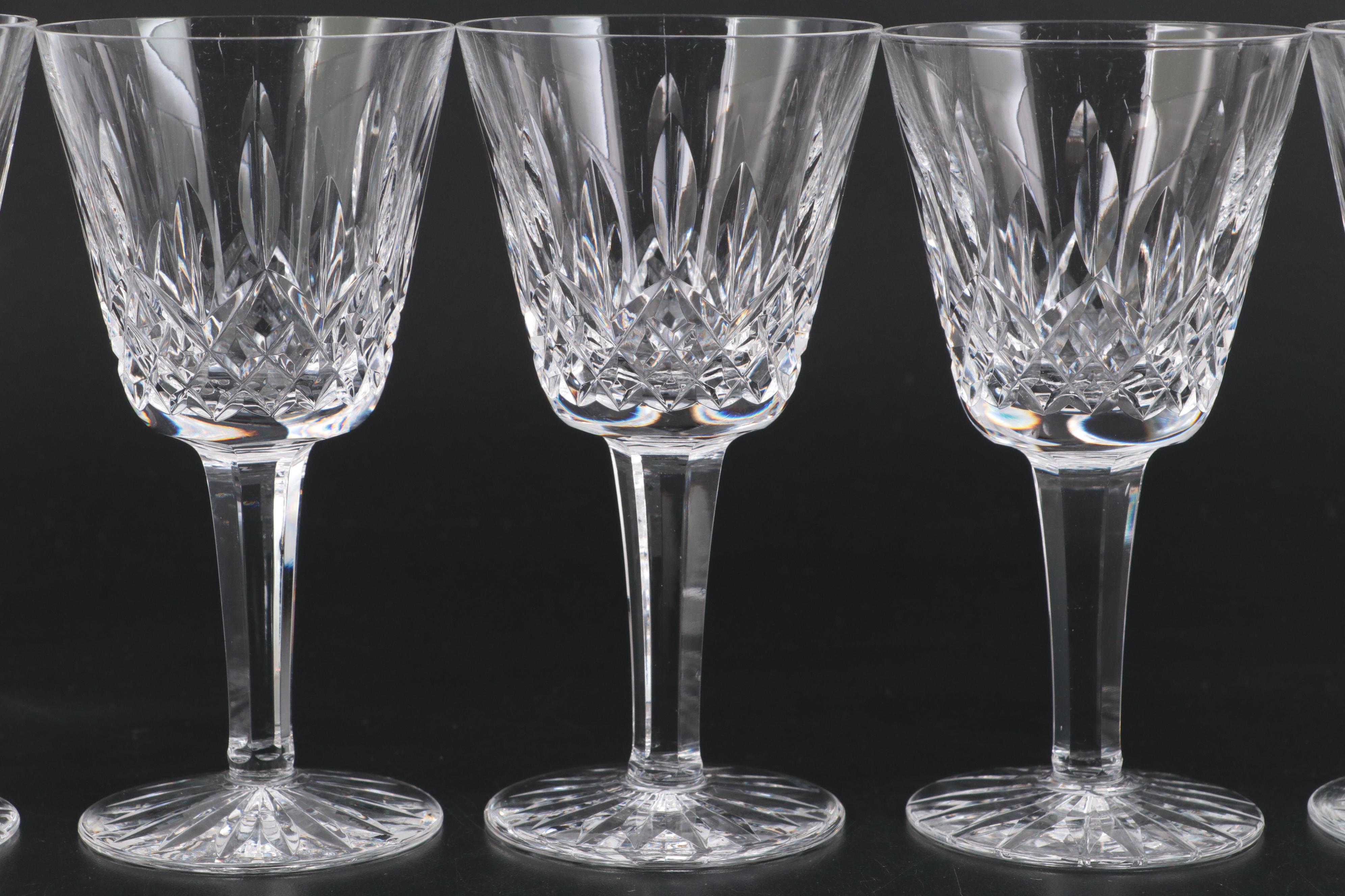 Waterford Crystal "Lismore" Claret Wine Glasses and Champagne Flutes
