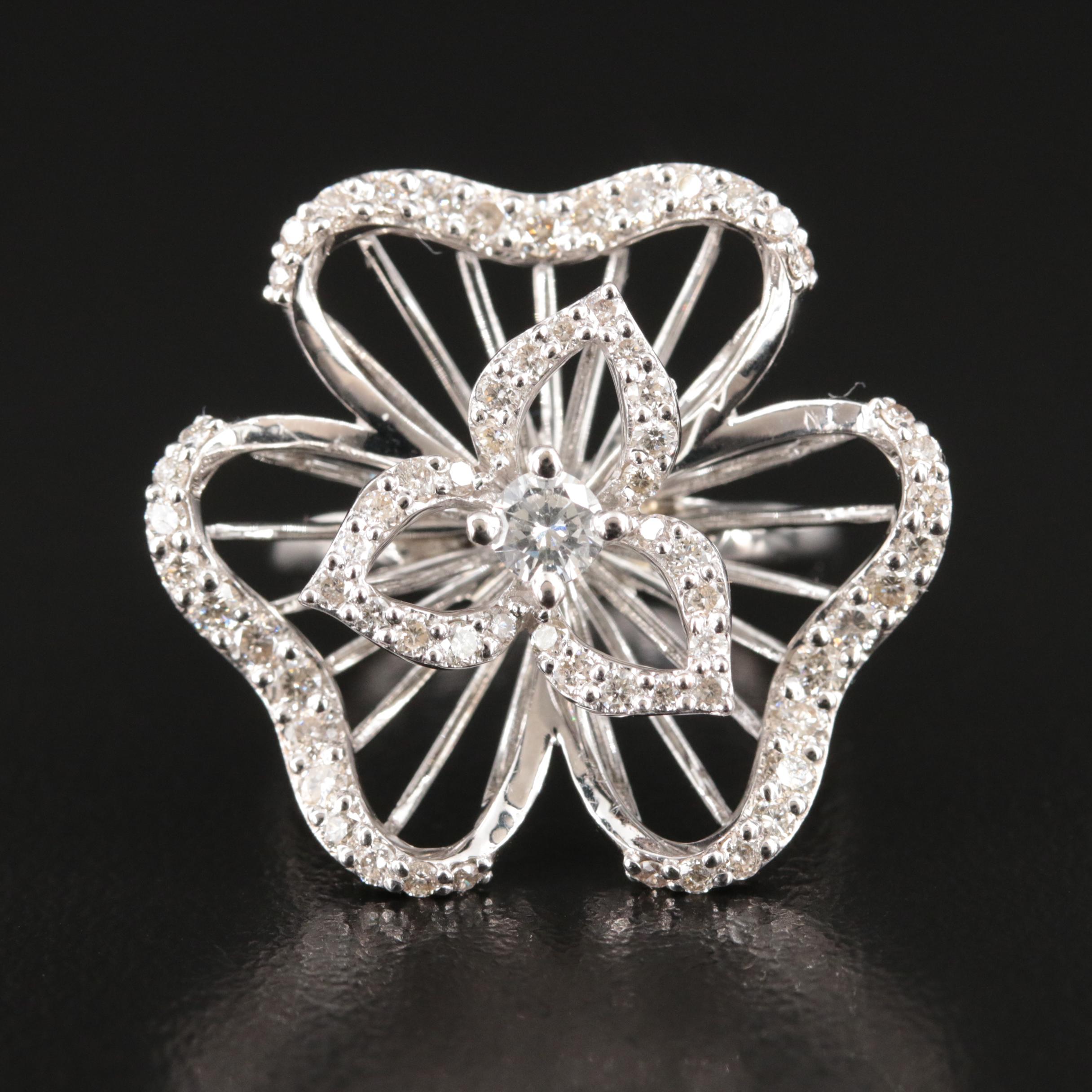 14K 1.22 CTW Diamond Flower Ring