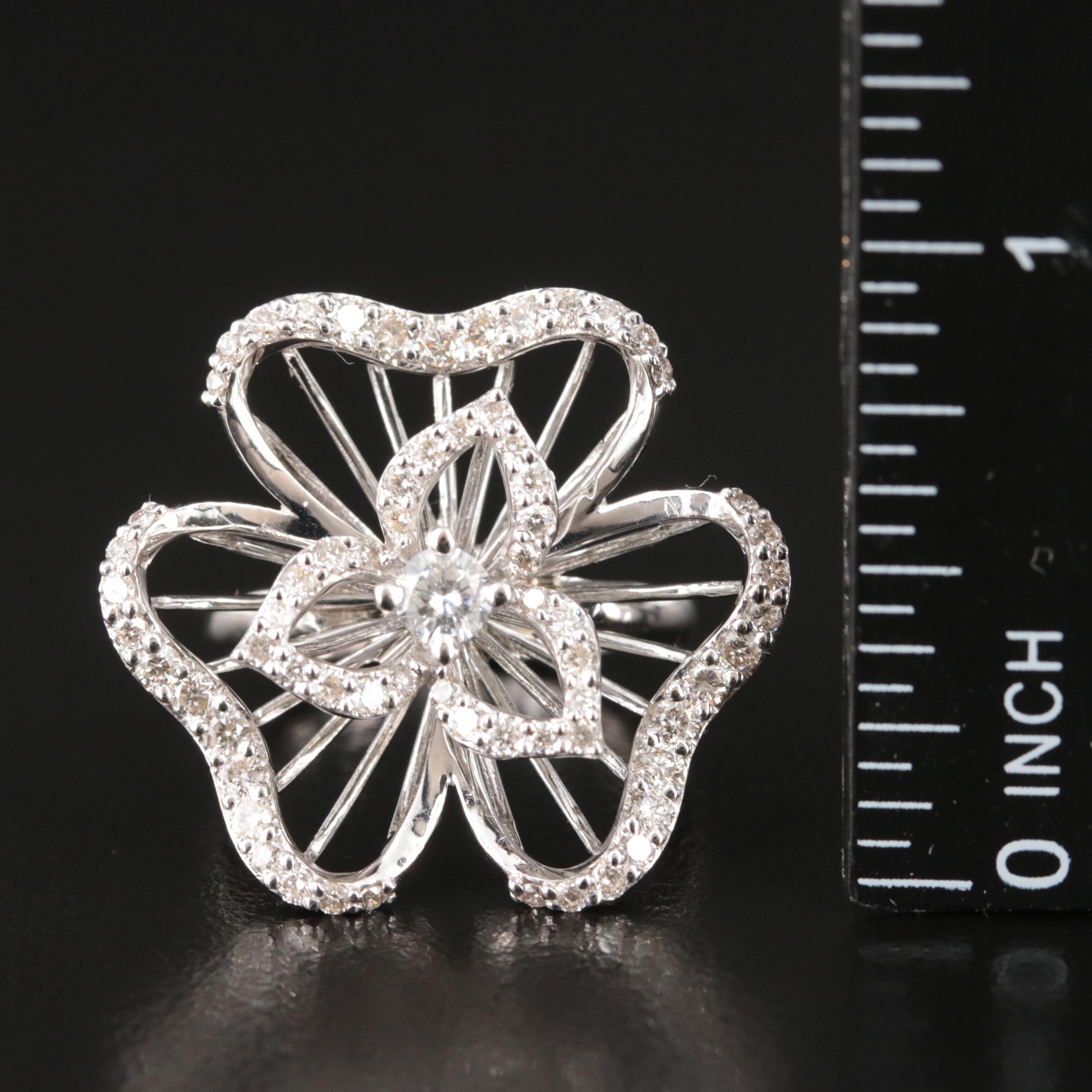 14K 1.22 CTW Diamond Flower Ring