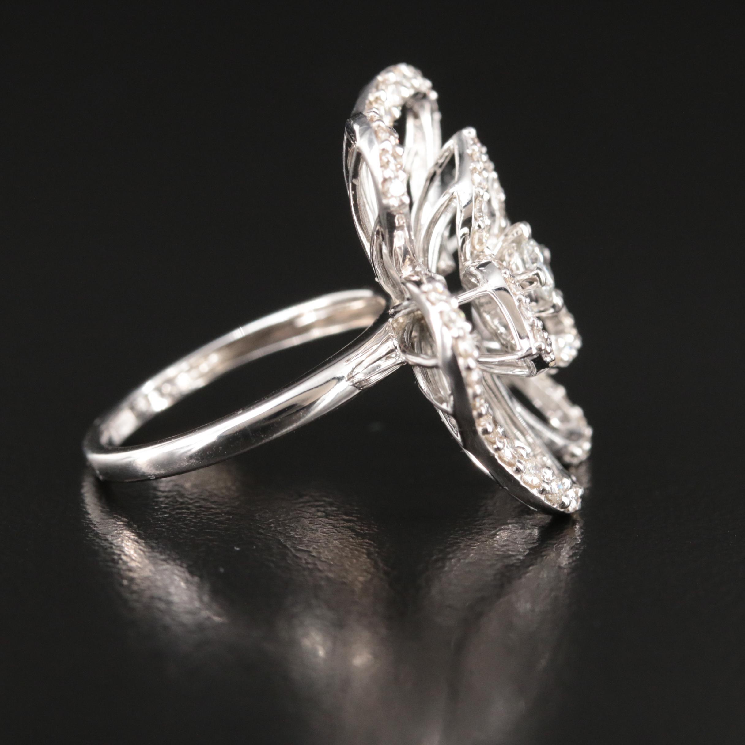 14K 1.22 CTW Diamond Flower Ring