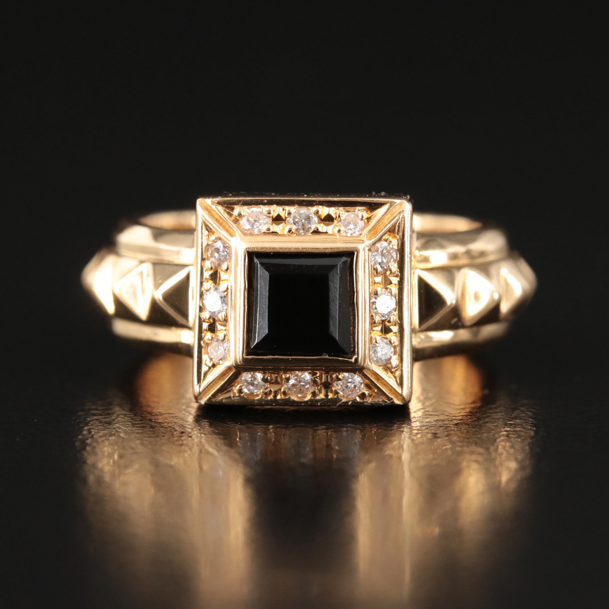 18K Black Onyx and Diamond Ring