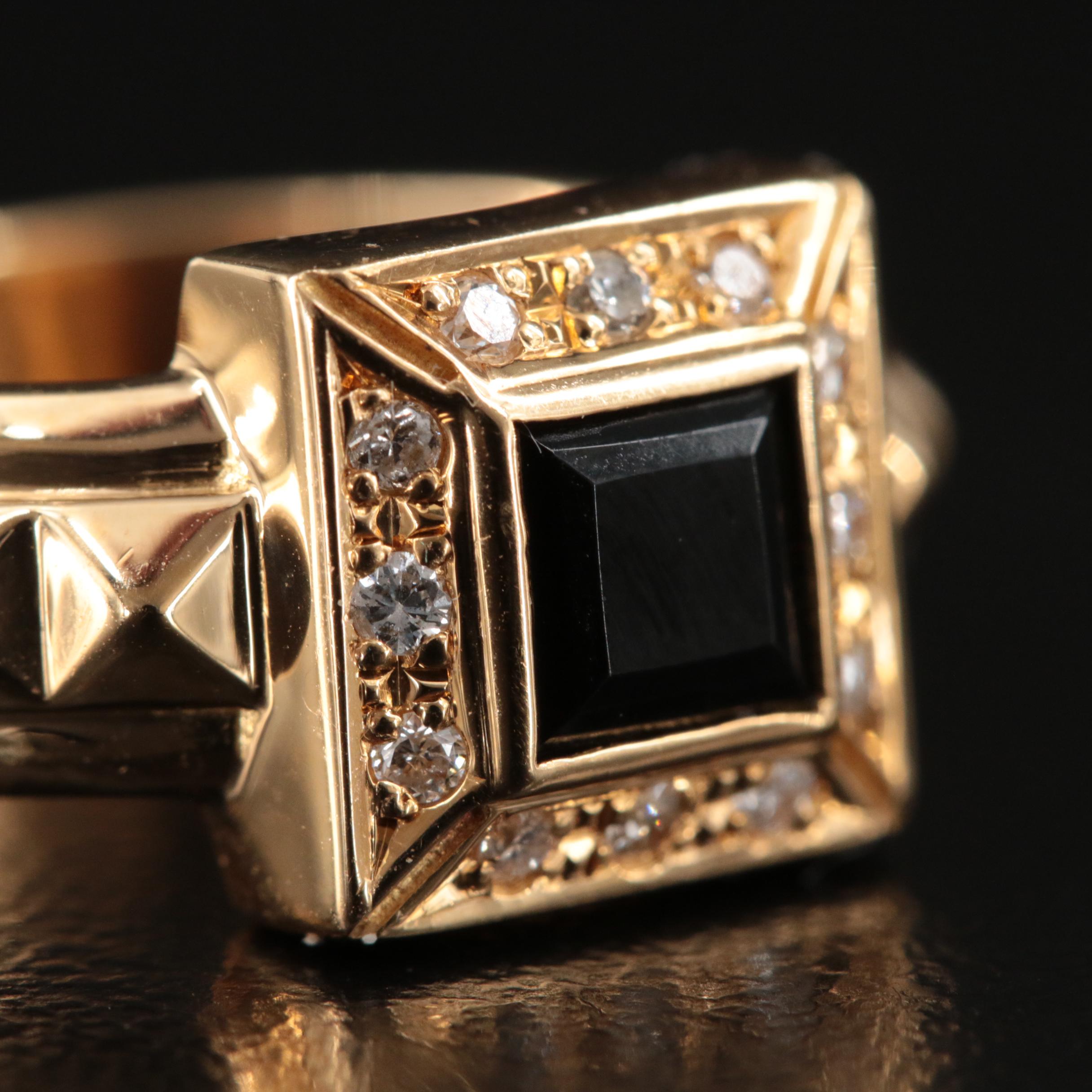 18K Black Onyx and Diamond Ring