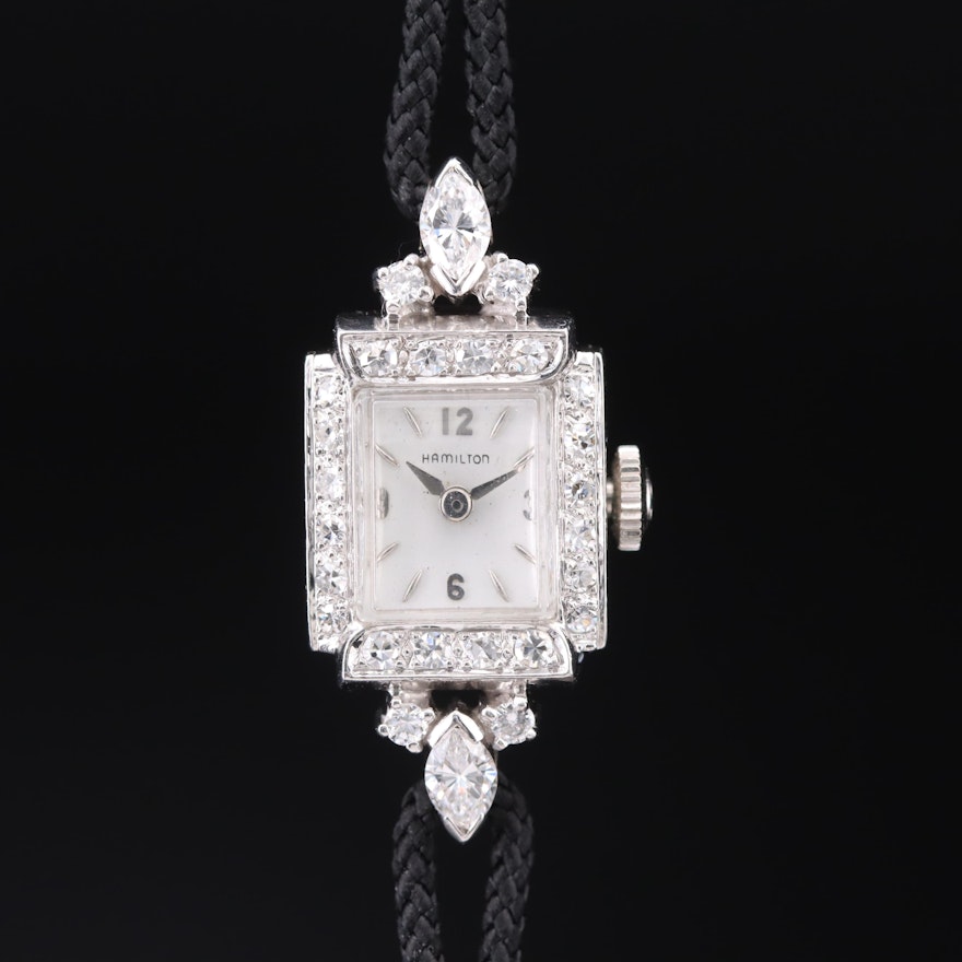 Diamond and Platinum Vintage Hamilton Wristwatch