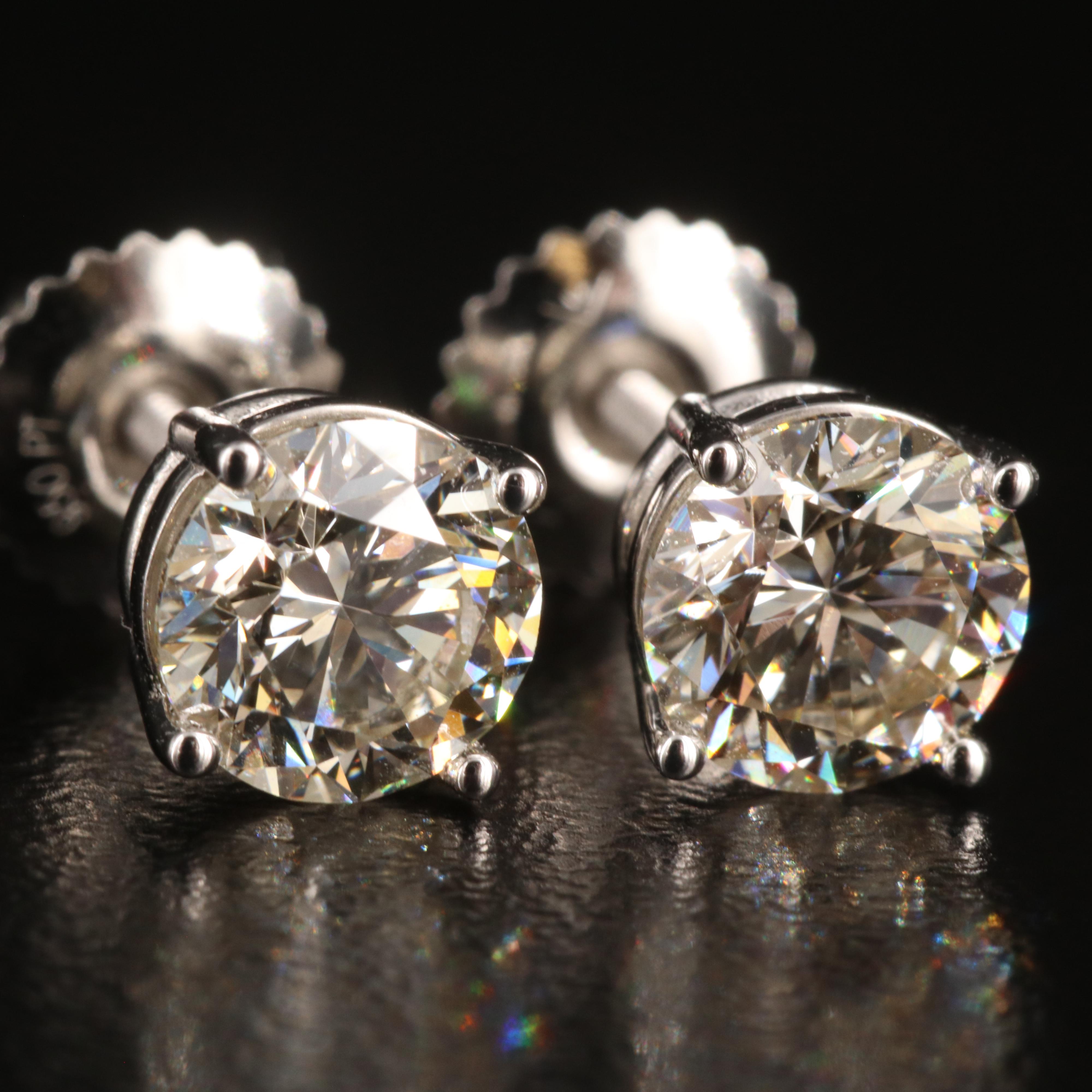 Platinum 1.52 CTW Lab Grown Diamond Stud Earrings