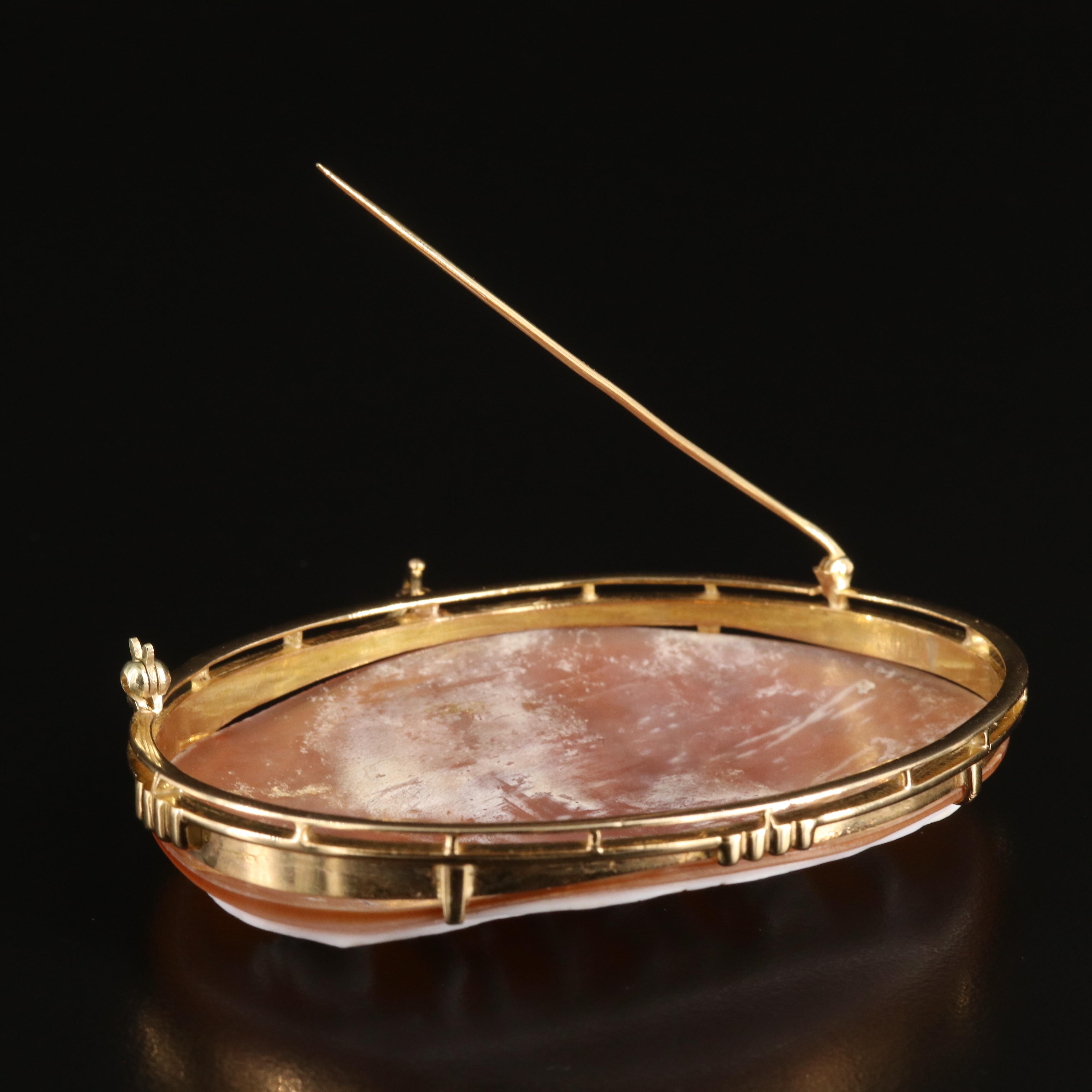 "The Judgement of Paris" 14K Shell Cameo Converter Brooch