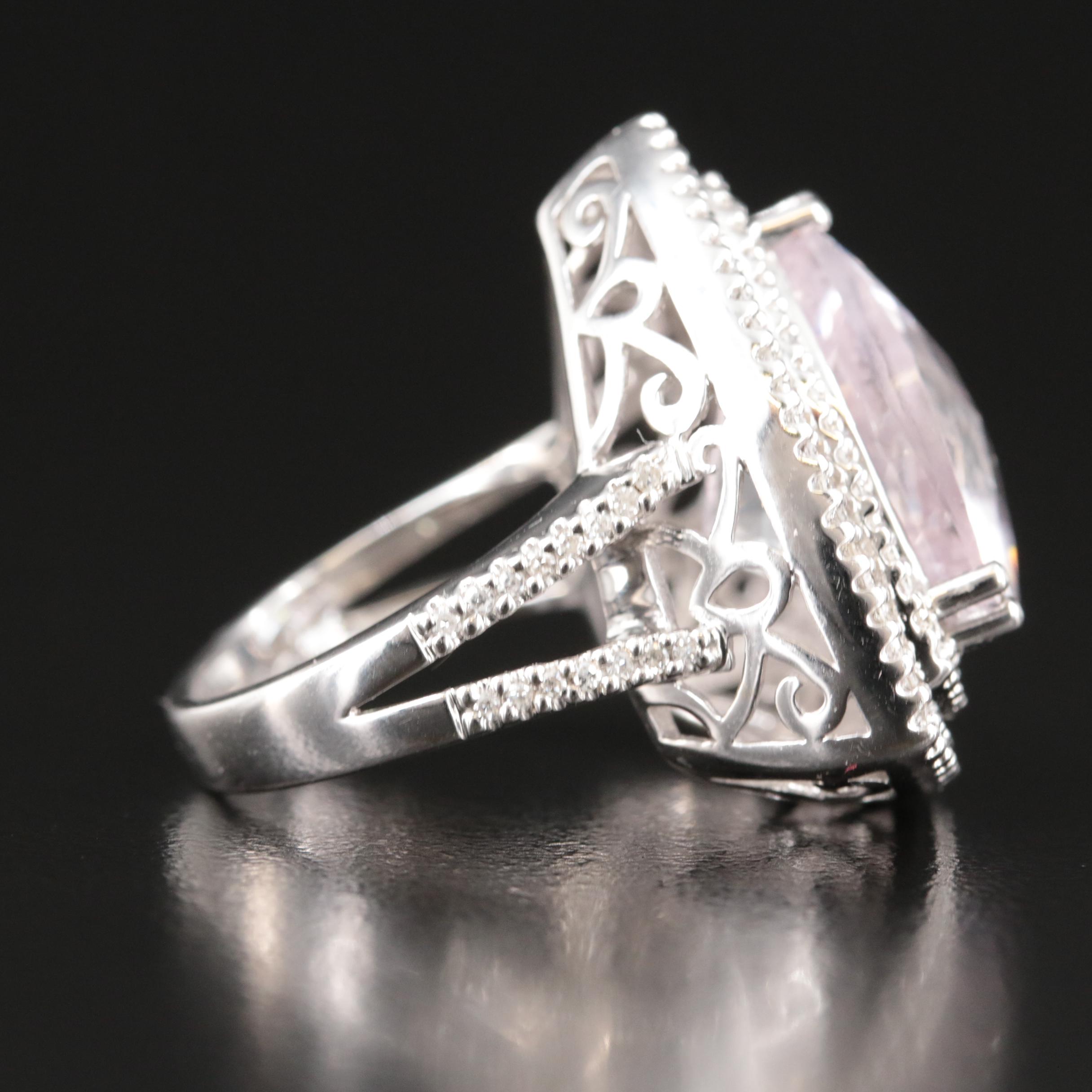 14K 11.00 CT Quartz and Diamond Ring