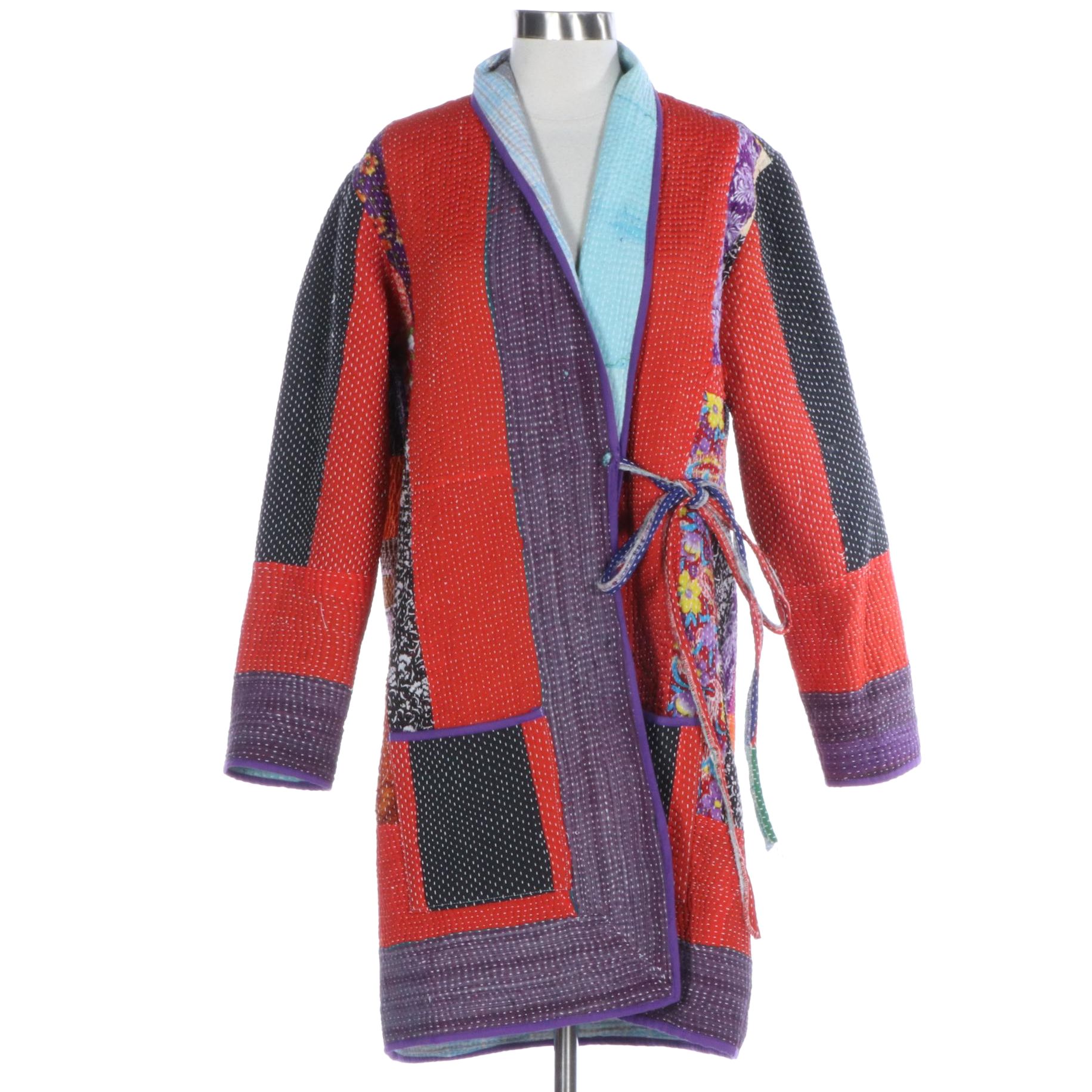 Hand-Pieced and Stitched Patchwork Coat in Cotton