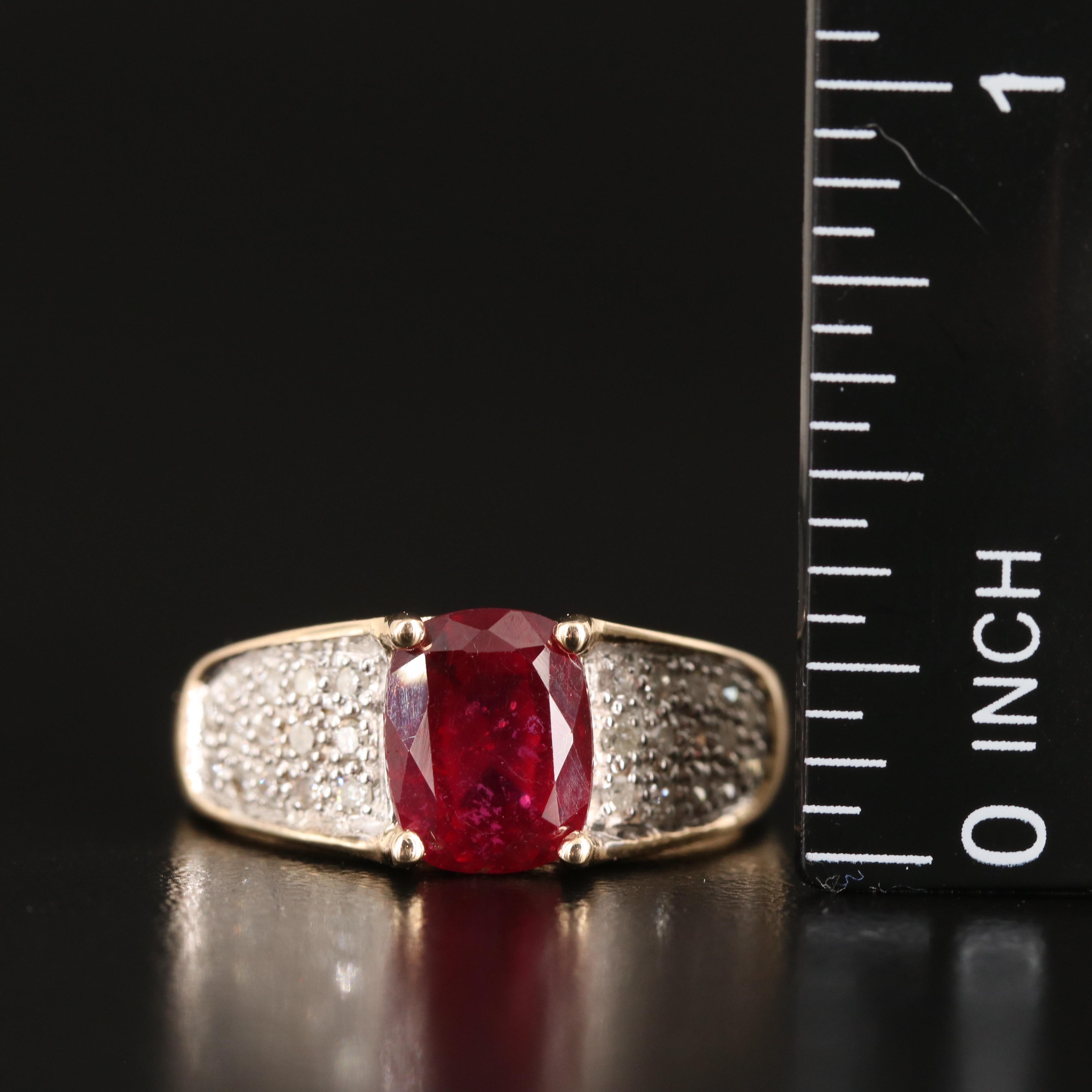 10K Corundum and Pavé Diamond Ring