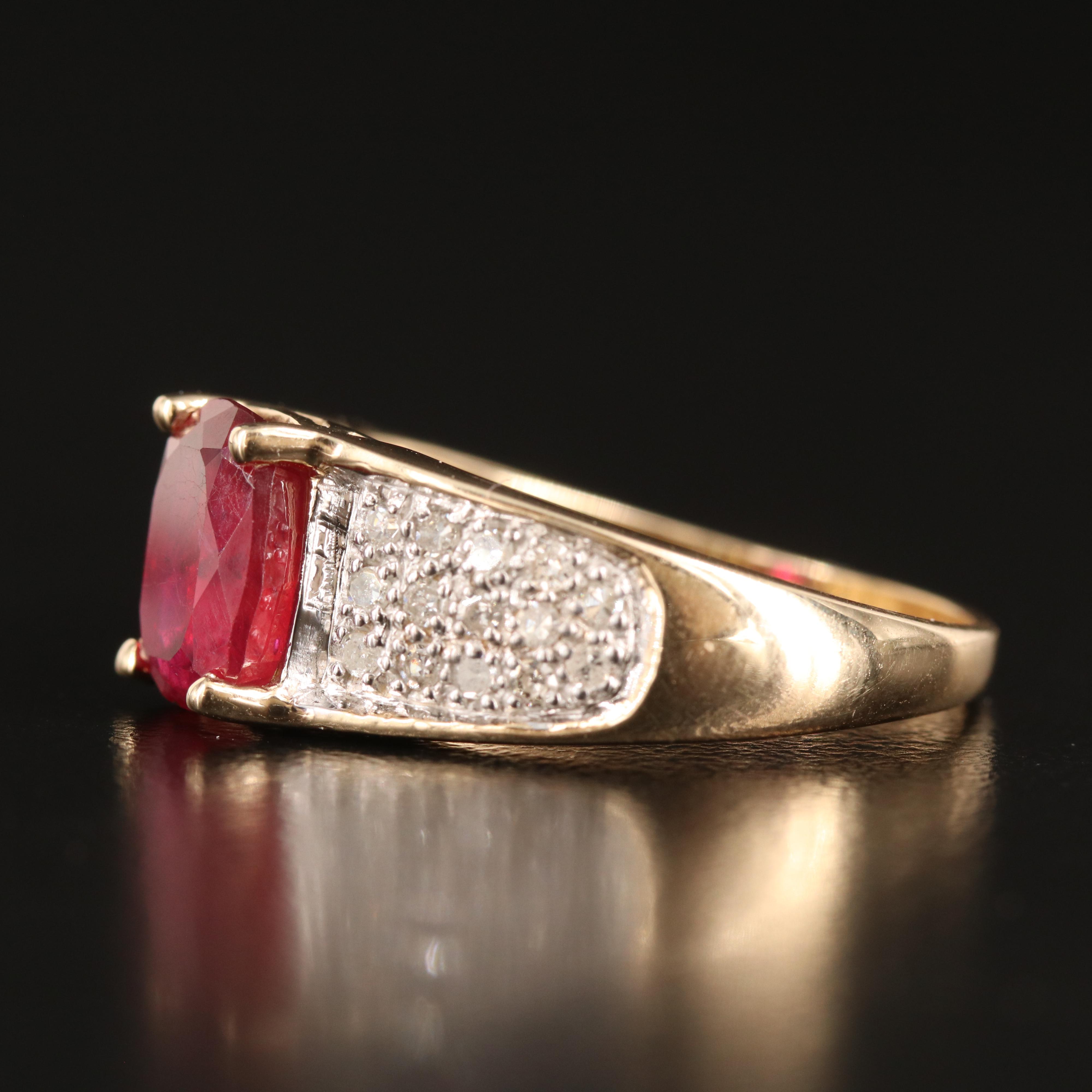 10K Corundum and Pavé Diamond Ring